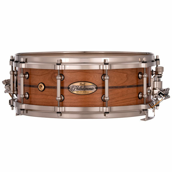 Pearl Philharmonic Concert Snare Drum - Solid Shell Cherry 14x5, 45 Degree Bearing Edges, Nicotine White Marine Inlay