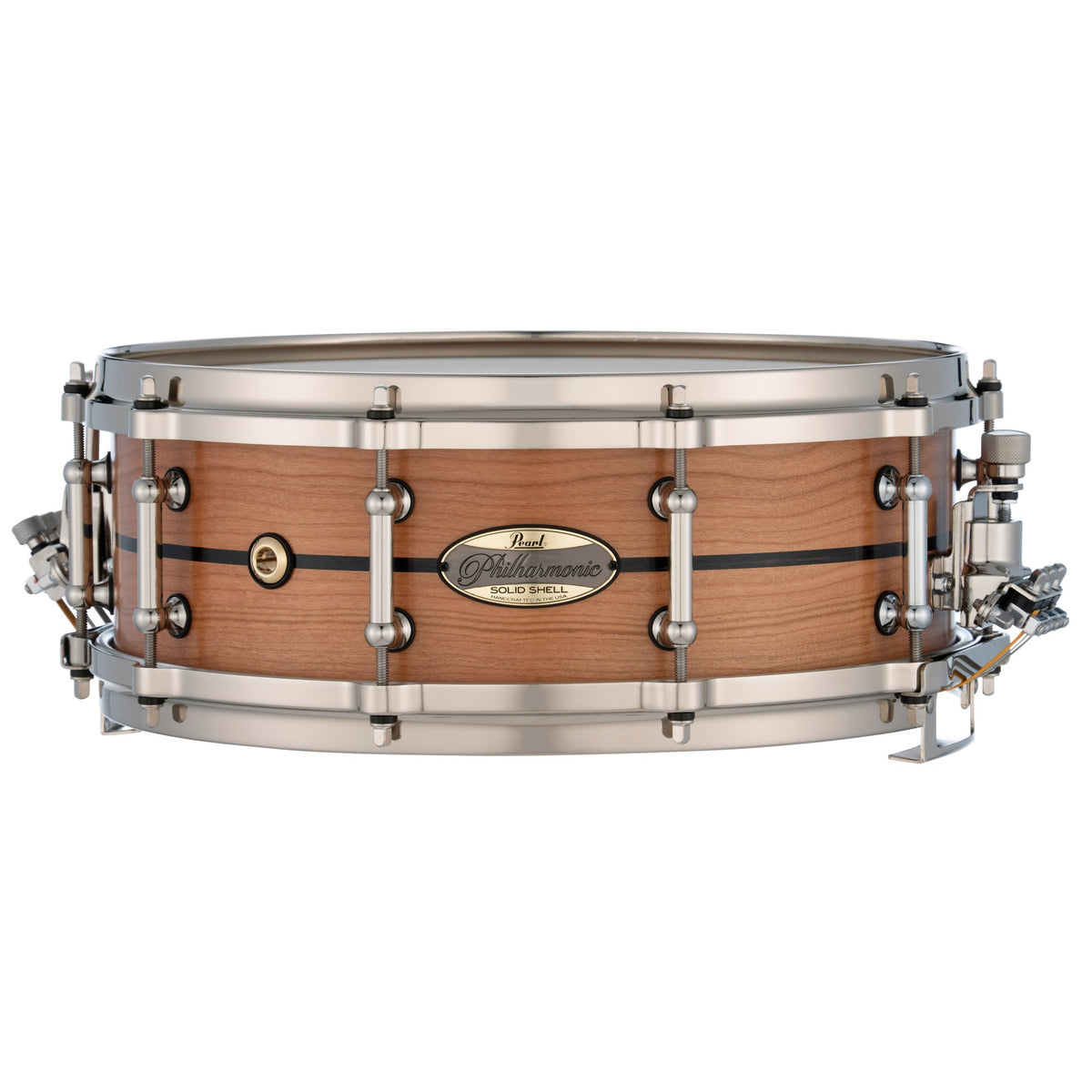 Pearl Philharmonic Solid Shell Cherry Concert Snare Drum - 14" x 5" - Fully-Rounded Bearing Edges - Ebony Single Inlay - Image 1