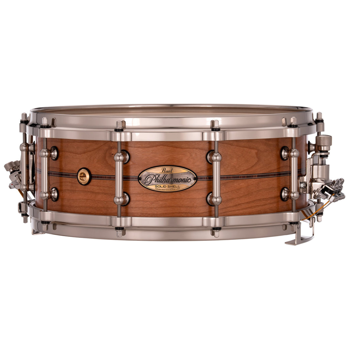 Pearl Philharmonic Solid Shell Cherry Concert Snare Drum - 14" x 5" - Fully-Rounded Bearing Edges - Kingwood Center Inlay - Image 1