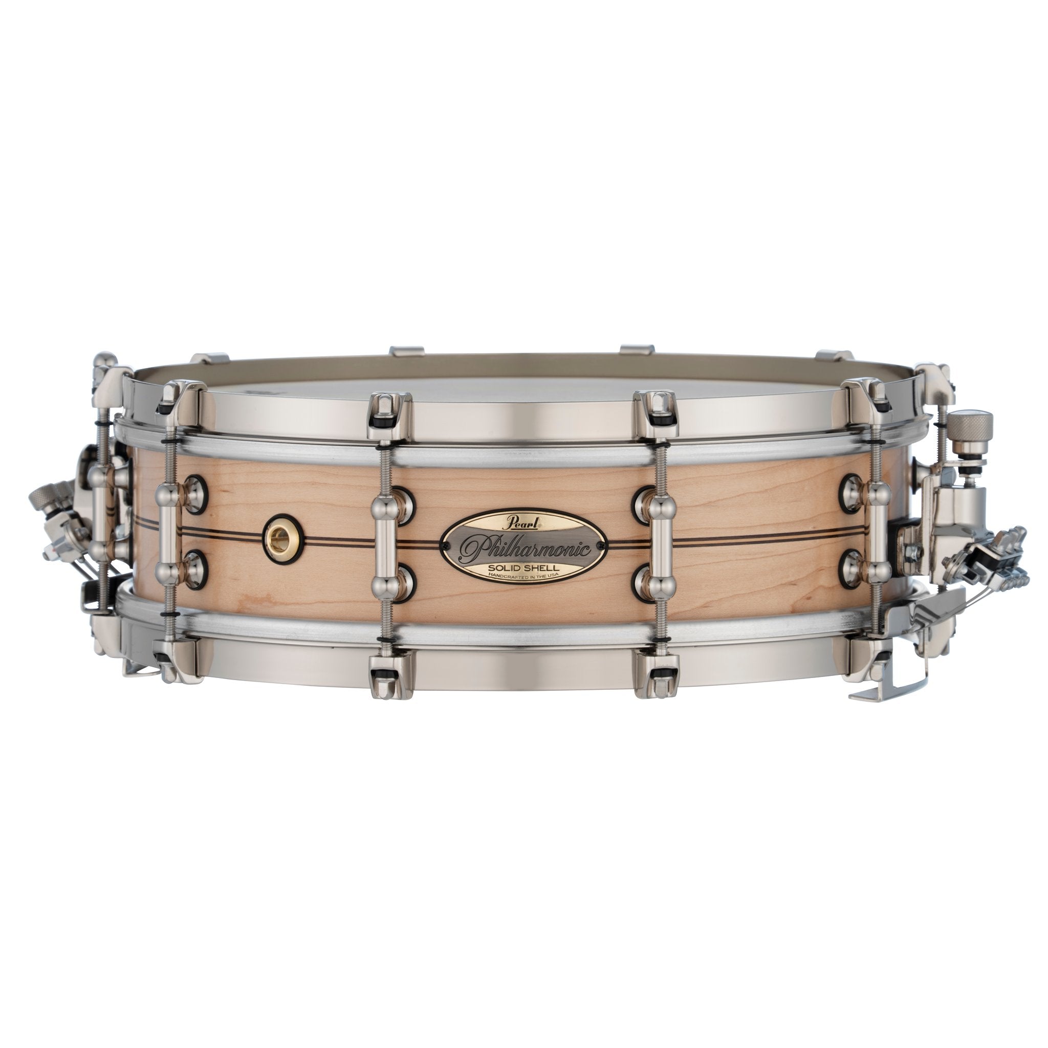 Pearl Philharmonic Solid Shell Maple Concert Snare Drum - 14" x 4" - 45-degree Bearing Edges - Boxwood-Rose Single Inlay - Image 1