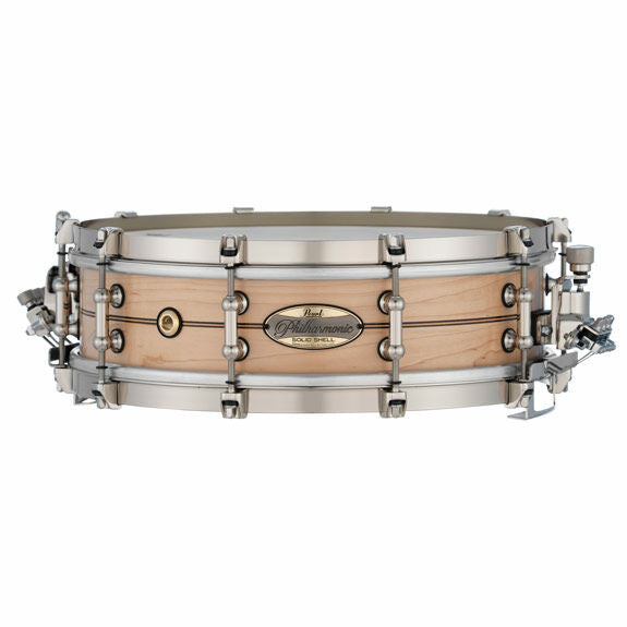 Pearl Philharmonic Concert Snare Drum - Solid Shell Maple 14x4, 45 Degree Bearing Edges, Nicotine White Marine Inlay