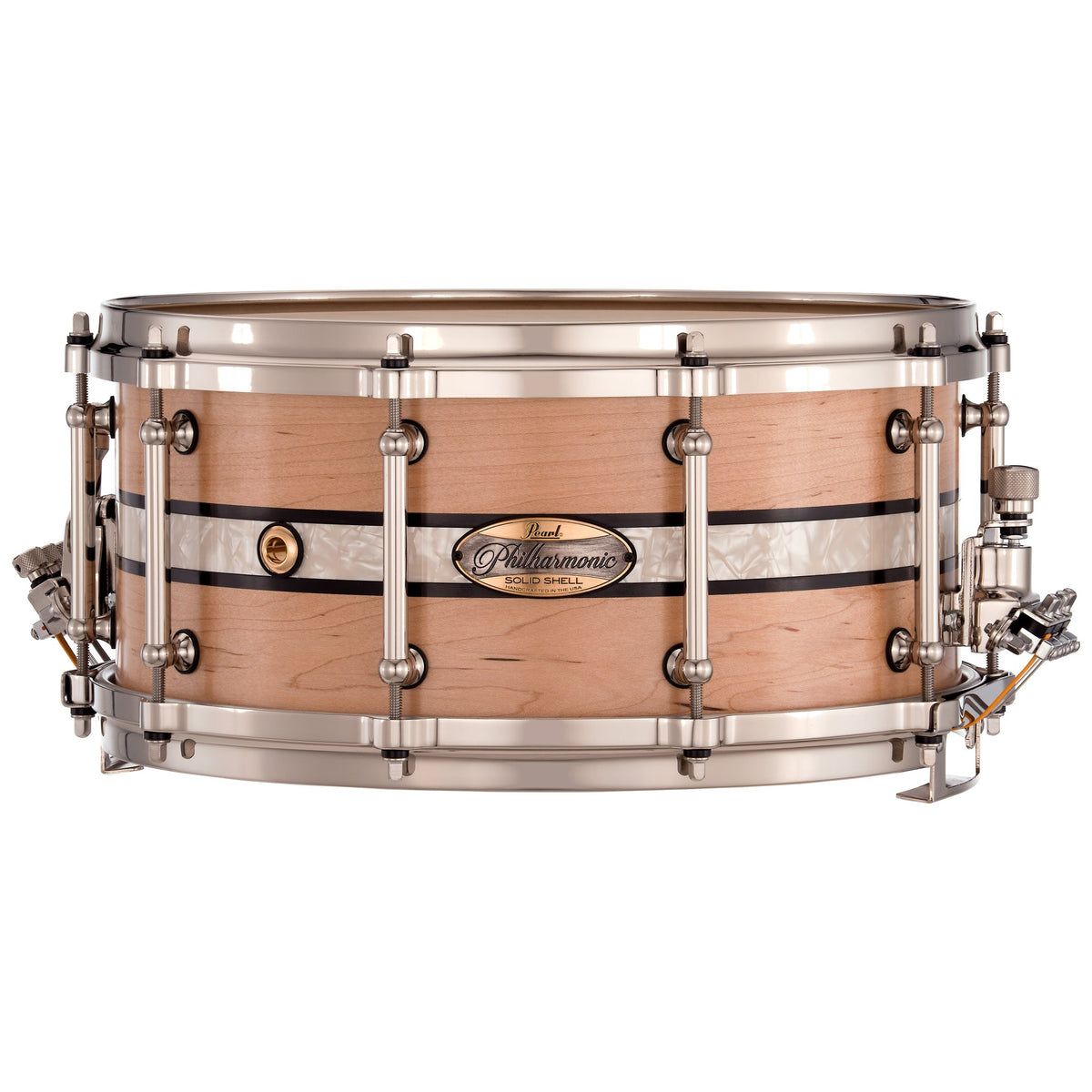 Pearl Philharmonic Solid Shell Maple Concert Snare Drum - 14" x 6.5" - 45-degree Bearing Edges - Duoband Ebony Marine Inlay - Image 1