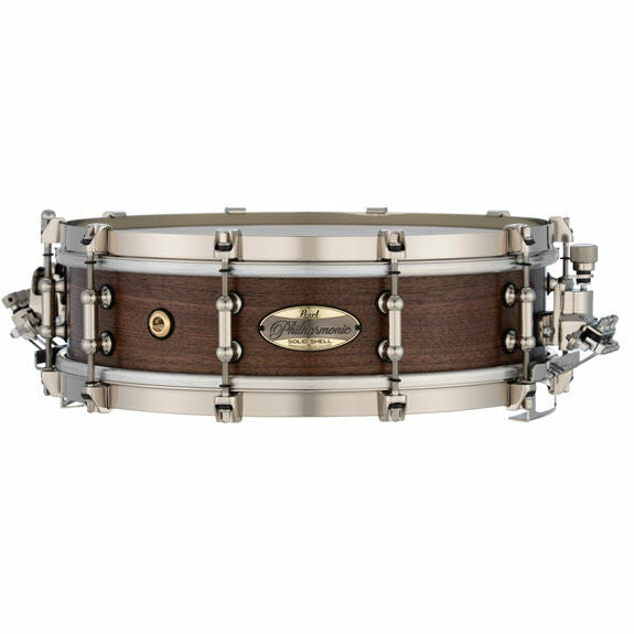 Pearl Philharmonic Concert Snare Drum - Solid Shell Walnut 14x4, 45 Degree Bearing Edges, Ebony Single Inlay