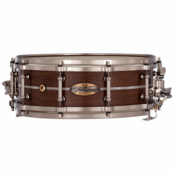 Pearl Philharmonic Concert Snare Drum - Solid Shell Walnut 14x5, Fully Rounded Bearing Edges, Kingwood Center Inlay
