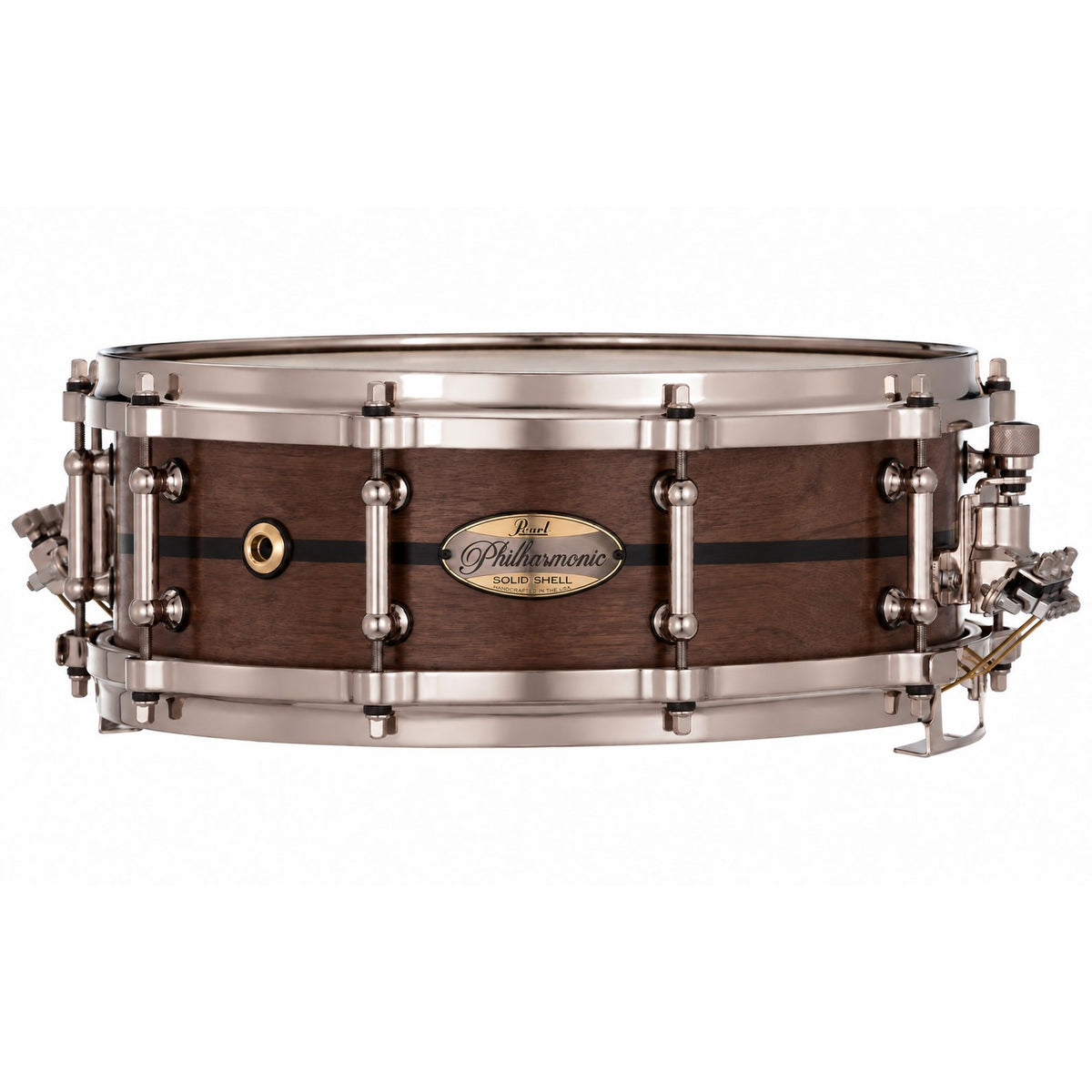 Pearl Philharmonic Solid Shell Walnut Concert Snare Drum 14x5 Fully Rounded Bearing Edges Ebony Single Inlay PHSW1450R/N1007