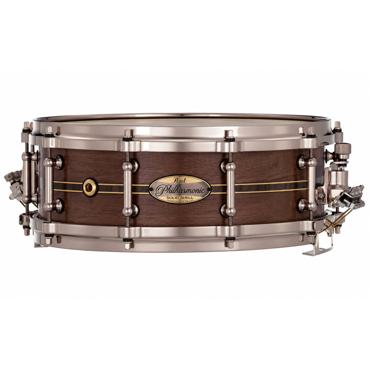 Pearl Philharmonic Solid Shell Walnut Concert Snare Drum 14x5 Fully Rounded Bearing Edges Kingwood Center Inlay PHSW1450R/N1001