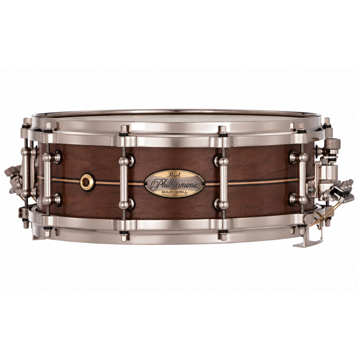Pearl Philharmonic Solid Shell Walnut Concert Snare Drum 45 Degree Bearing Edges Boxwood-Rose Single Inlay PHSW1450/N1006