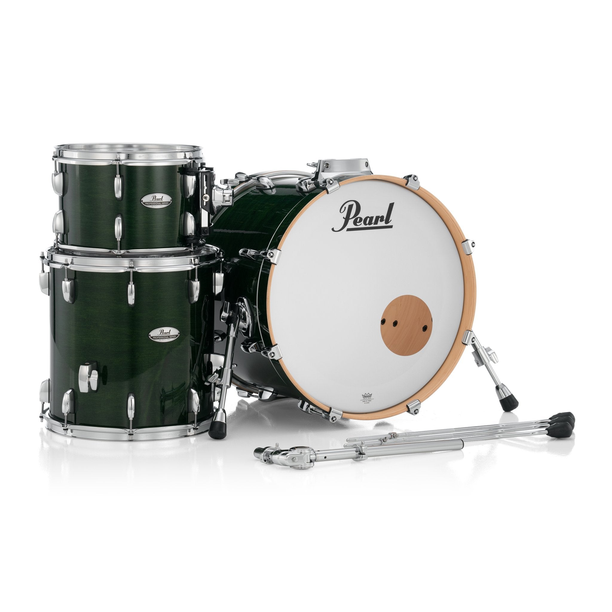 Pearl Professional 3-piece Maple Drum Set Shell Pack - 20" Bass Drum - Emerald Mist - Image 9