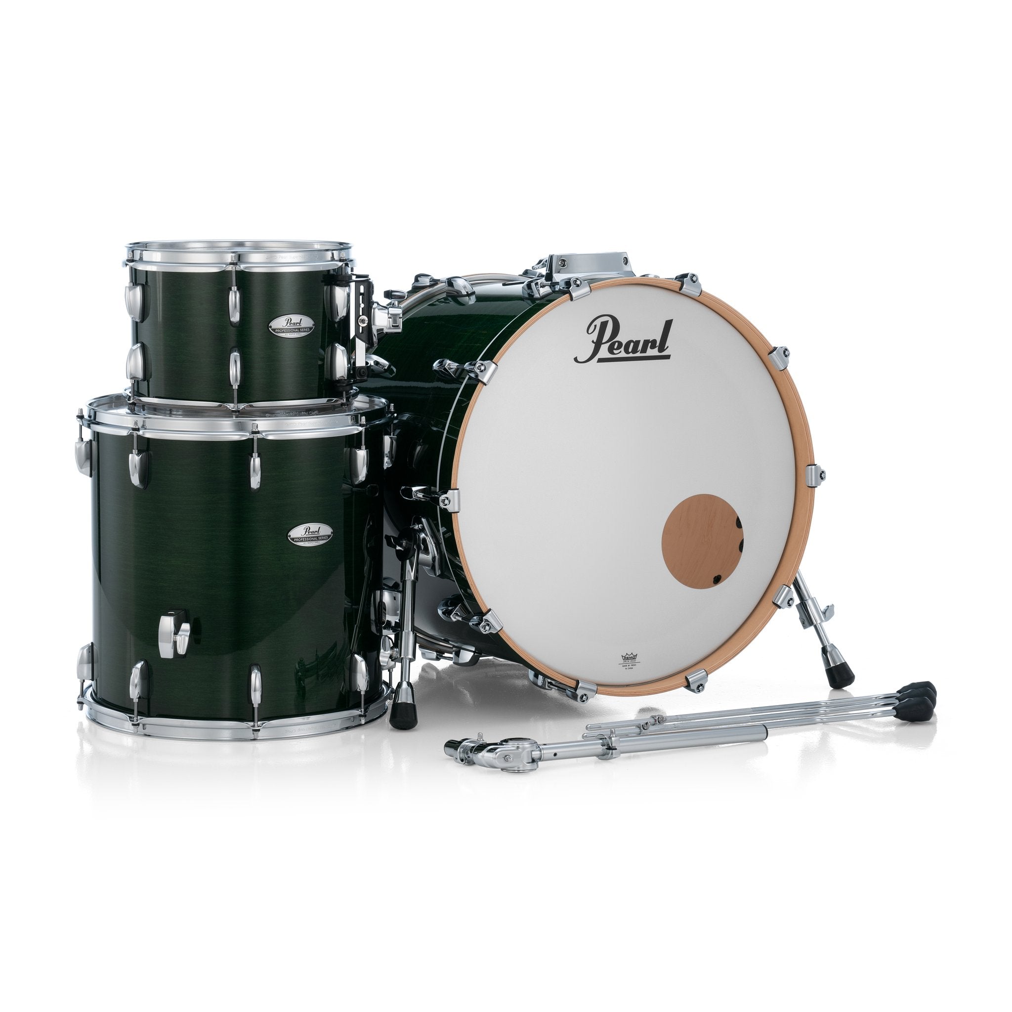 Pearl Professional 3-piece Maple Drum Set Shell Pack - 22" Bass Drum - Emerald Mist - Image 2