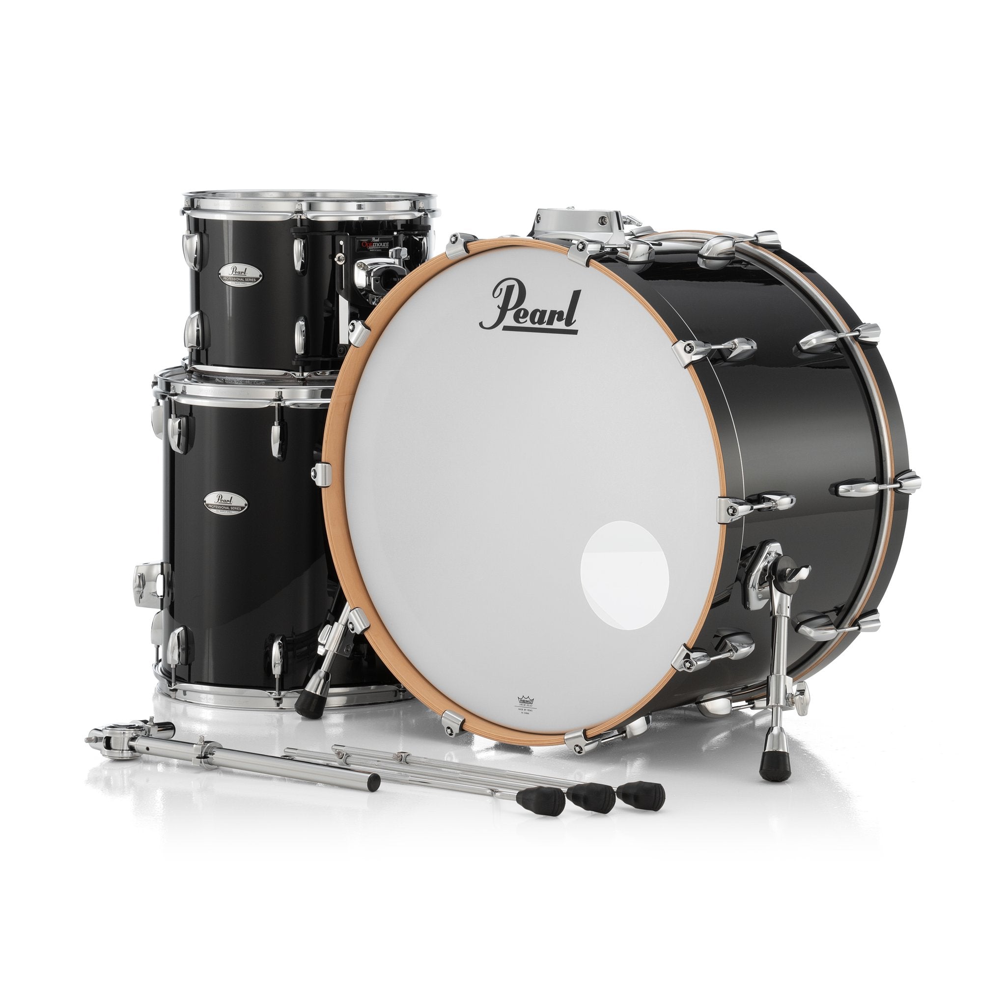 Pearl Professional 3-piece Maple Drum Set Shell Pack - 24" Bass Drum - Piano Black - Image 4