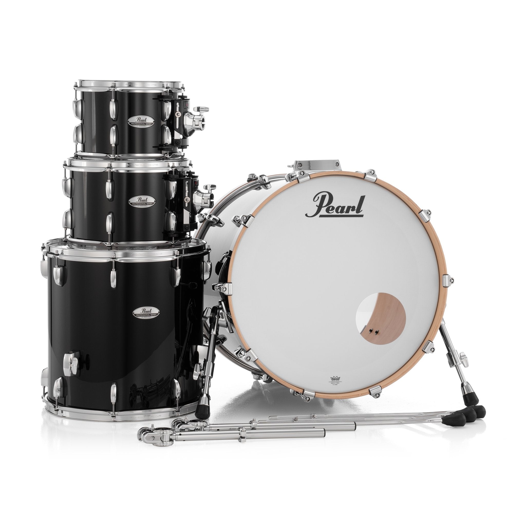 Pearl Professional 4-piece Maple Drum Set Shell Pack - 22" Bass Drum - Piano Black - Image 4