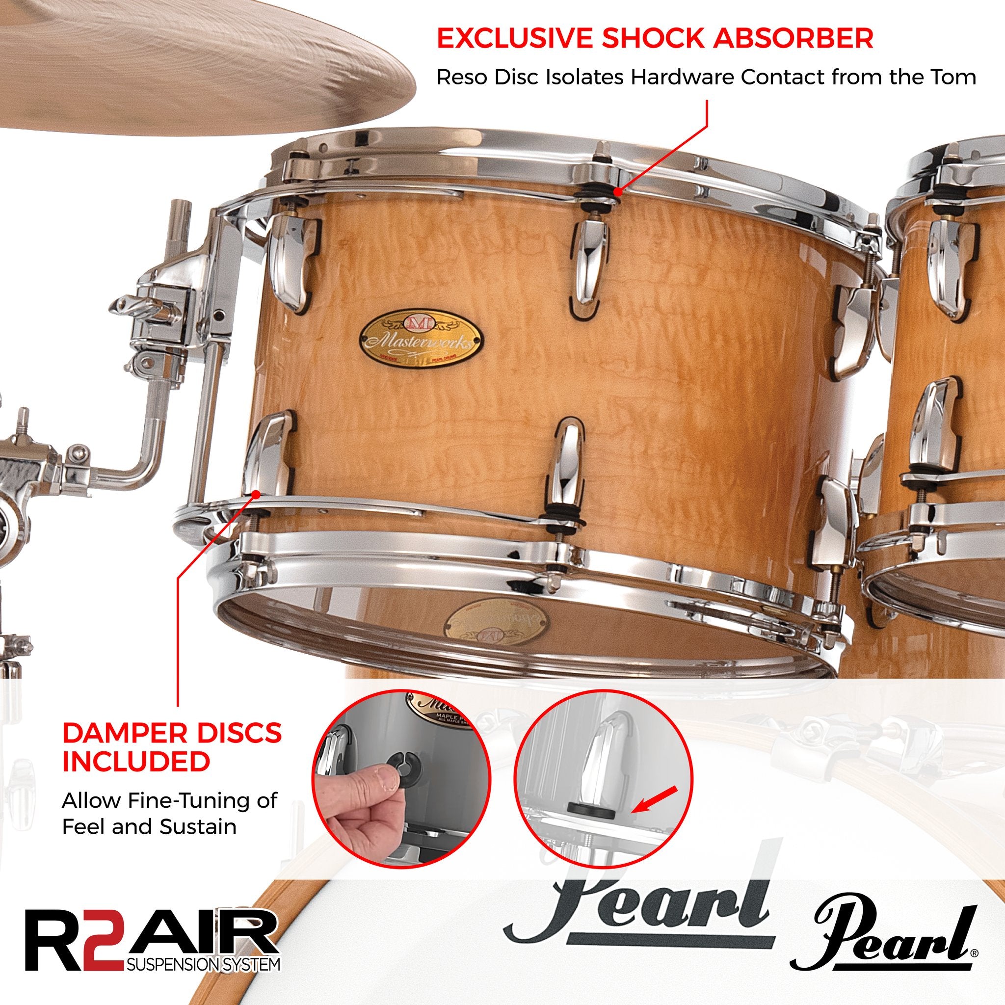 Pearl R2 Air Tom Mount with 12mm GyroLock-L Bracket - For 14" x 9" / 14" x 10" - Image 3