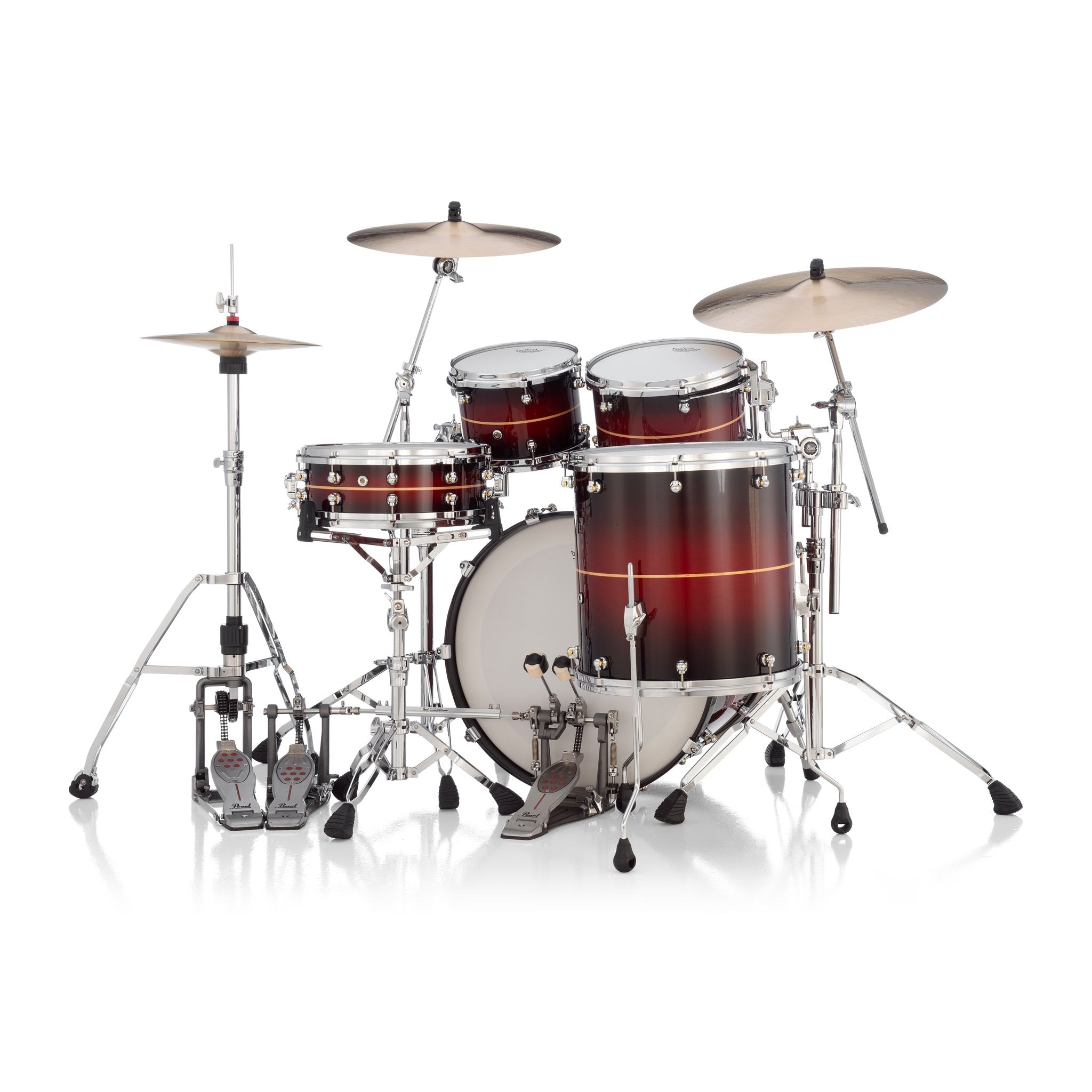 Pearl Reference One 4-piece Drum Set Shell Pack - 22" x 16" Bass Drum - 12mm Tom Mount - Natural Banded Redburst - Image 3