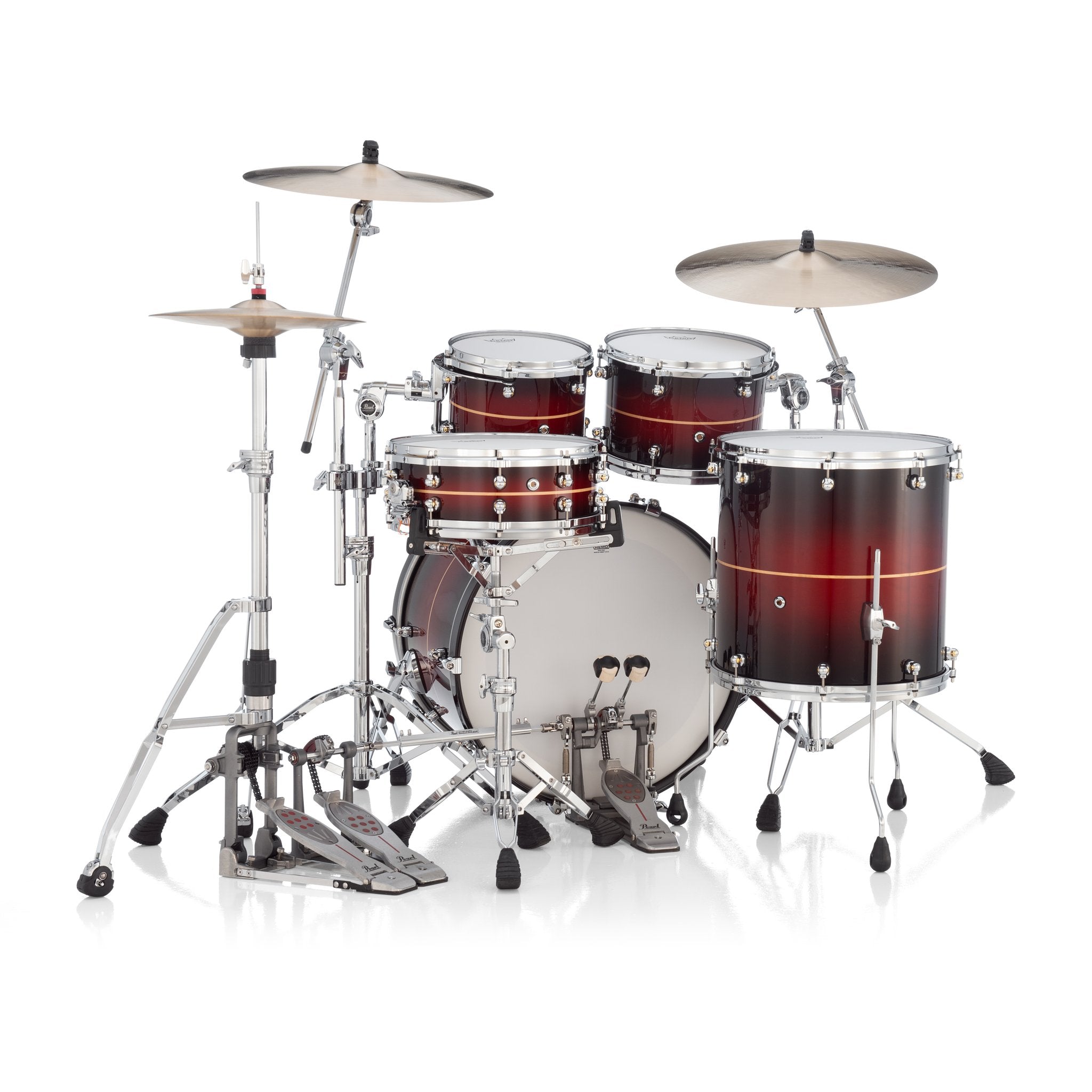 Pearl Reference One 4-piece Drum Set Shell Pack - 22" x 16" Bass Drum - 7/8" Tom Mount - Natural Banded Redburst - Image 6