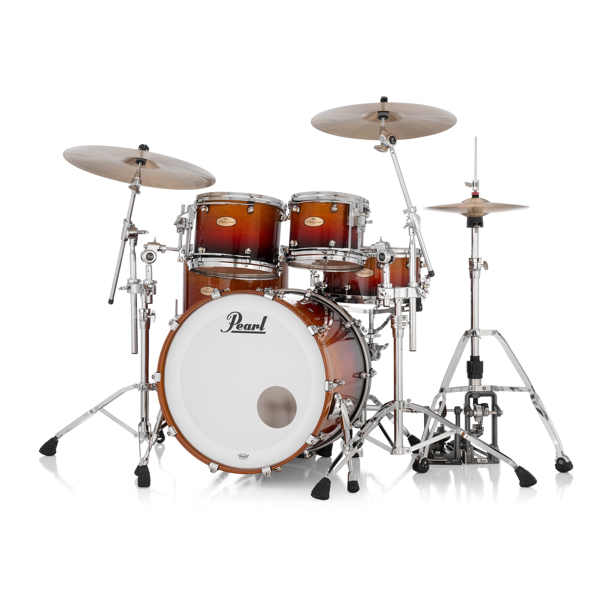 Pearl Reference One 4-piece Drum Set Shell Pack - 22" x 18" Bass Drum - 12mm Tom Mount - Cherry Amber Fade - Image 2