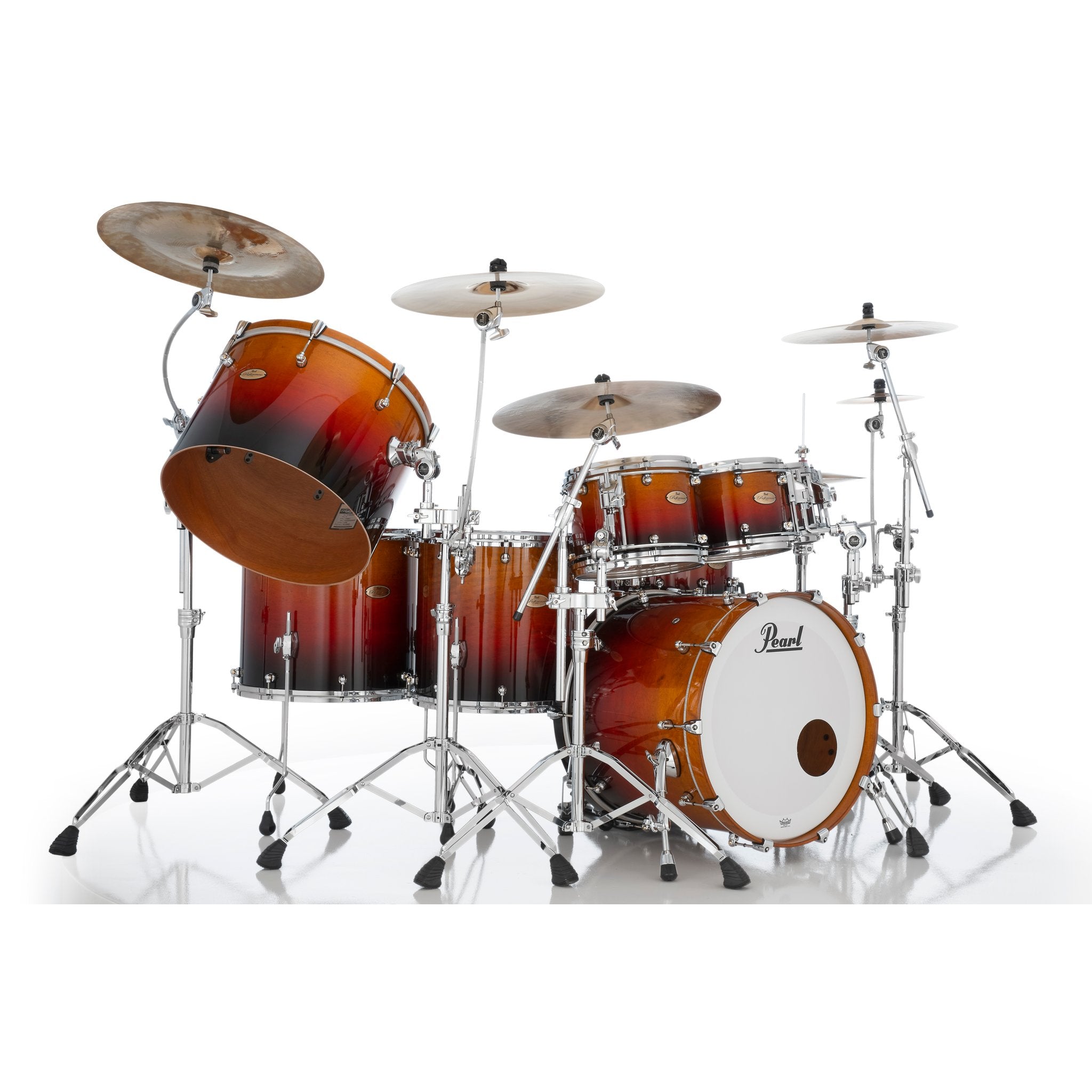 Pearl Reference One 4-piece Drum Set Shell Pack - 22" x 18" Bass Drum - 12mm Tom Mount - Cherry Amber Fade - Image 7