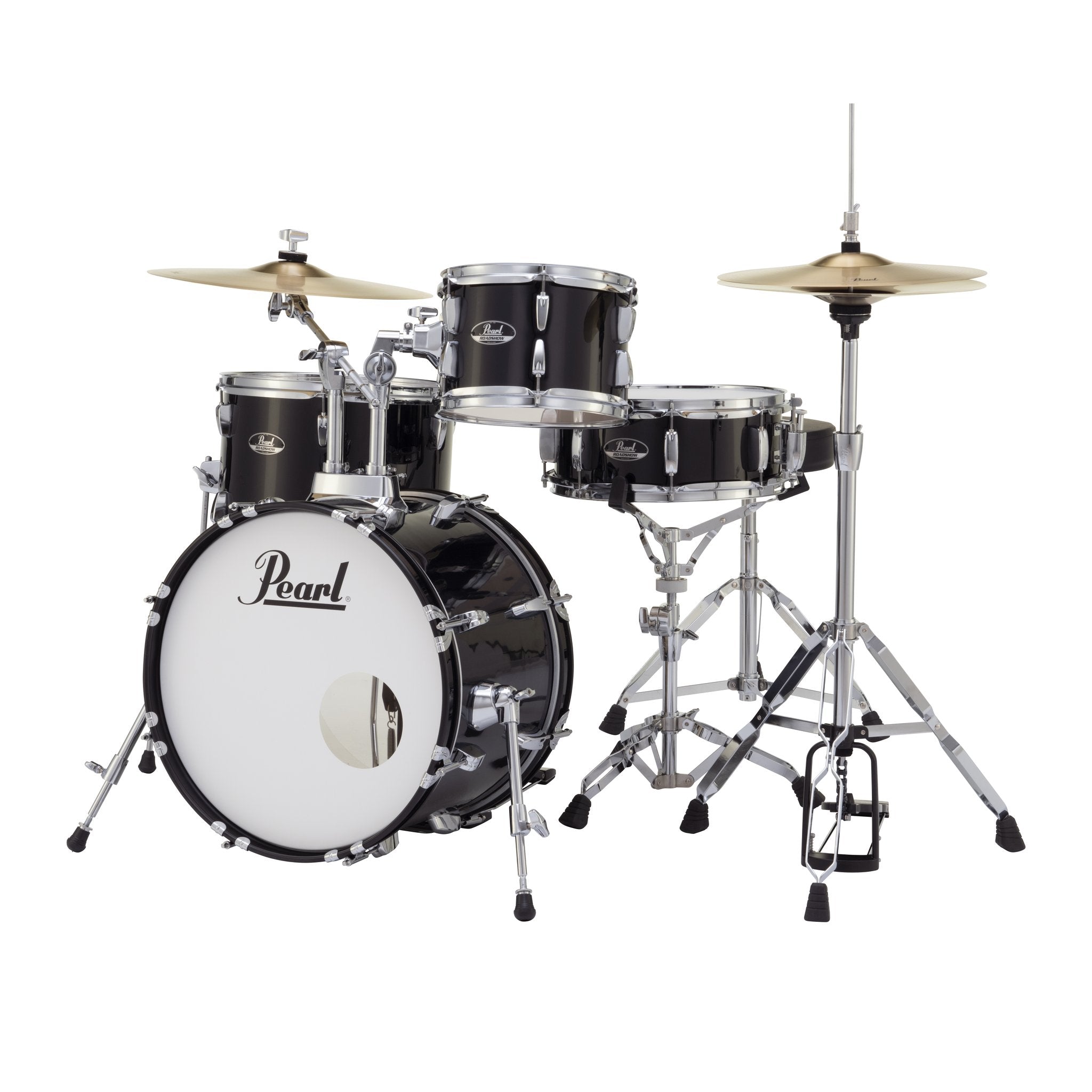 Pearl Roadshow 4-piece Bop Drum Set with Hardware and Cymbals - 18" Bass Drum - Jet Black - Image 2