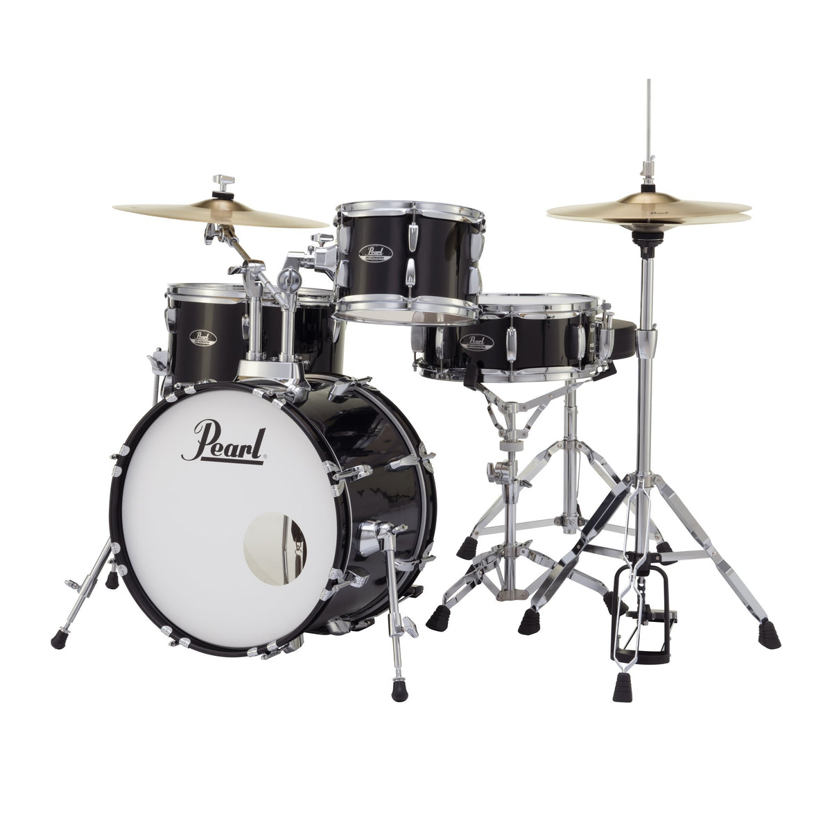 Pearl Roadshow 4-piece Bop Drum Set with Hardware and Cymbals - 18" Bass Drum - Jet Black - Image 2