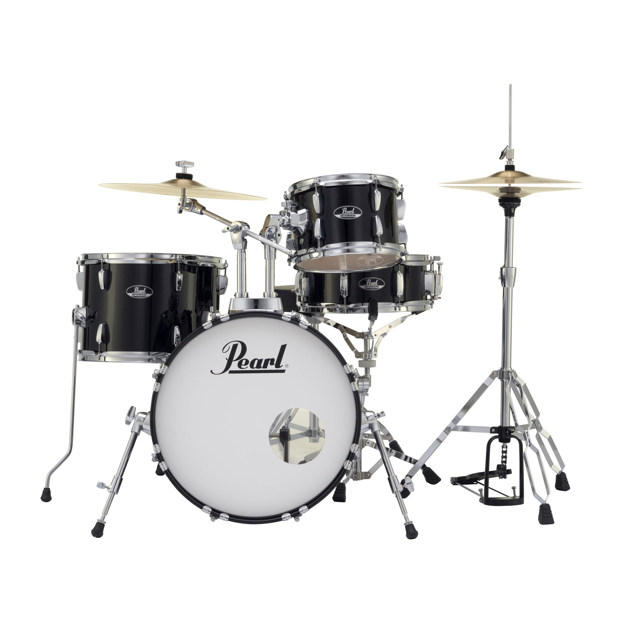 Pearl Roadshow 4-piece Bop Drum Set with Hardware and Cymbals - 18" Bass Drum - Jet Black - Image 3