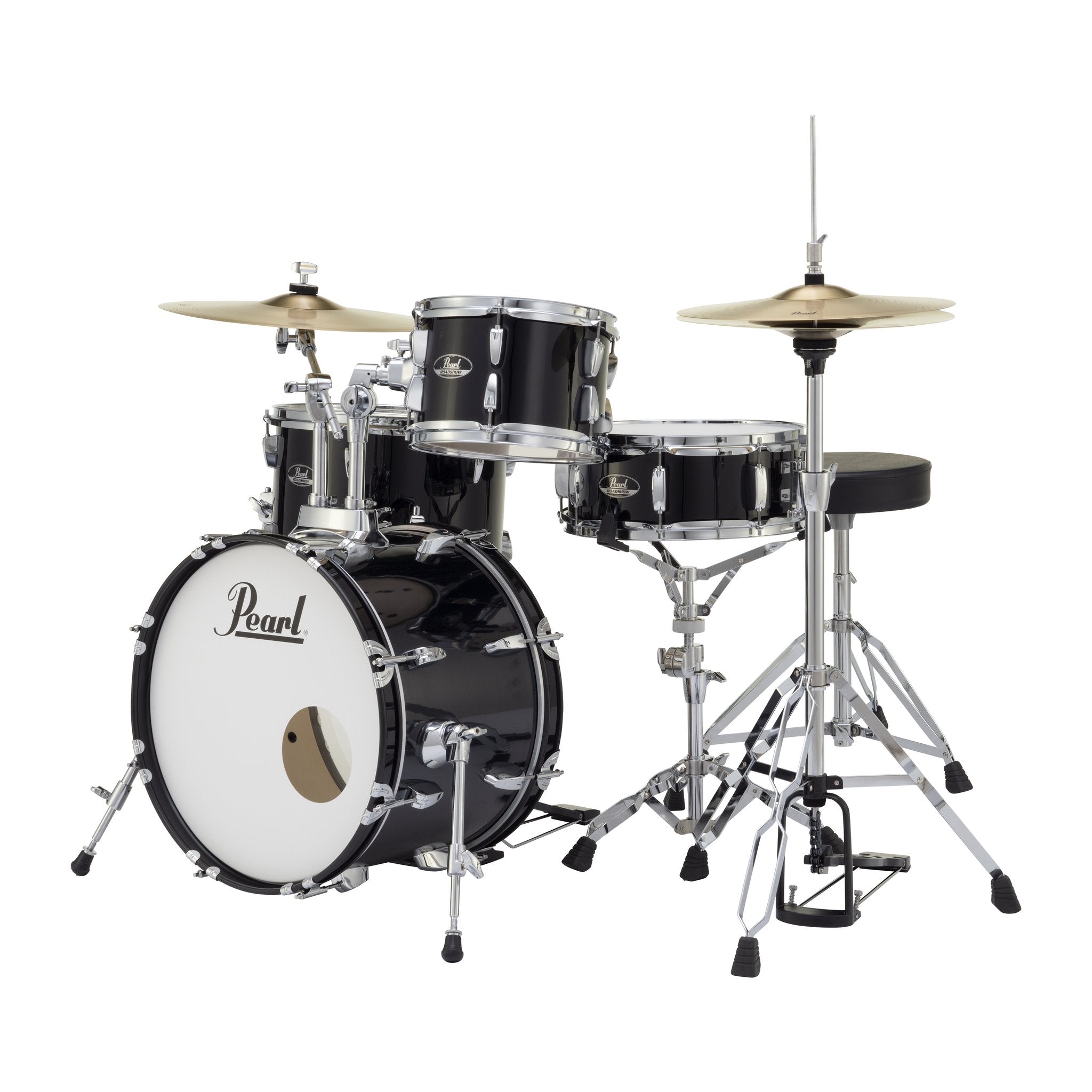 Pearl Roadshow 4-piece Bop Drum Set with Hardware and Cymbals - 18" Bass Drum - Jet Black - Image 5