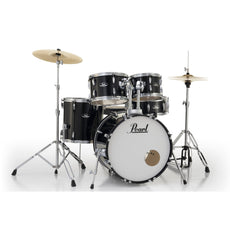Pearl Roadshow 5-piece Drum Set with Hardware and Cymbals - 20" Bass Drum - Jet Black - Image 1