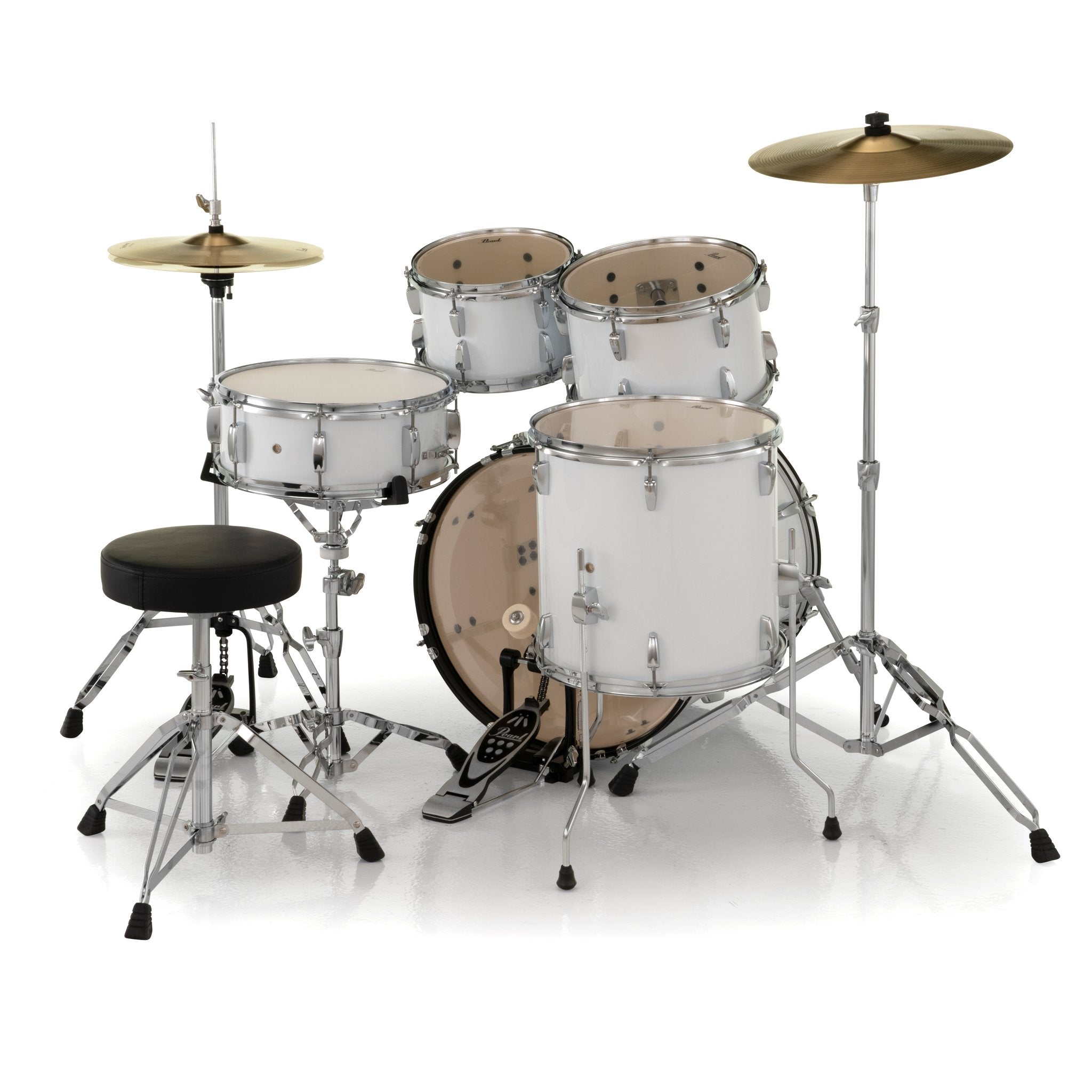 Pearl Roadshow 5-piece Drum Set with Hardware and Cymbals - 20" Bass Drum - Pure White - Image 2
