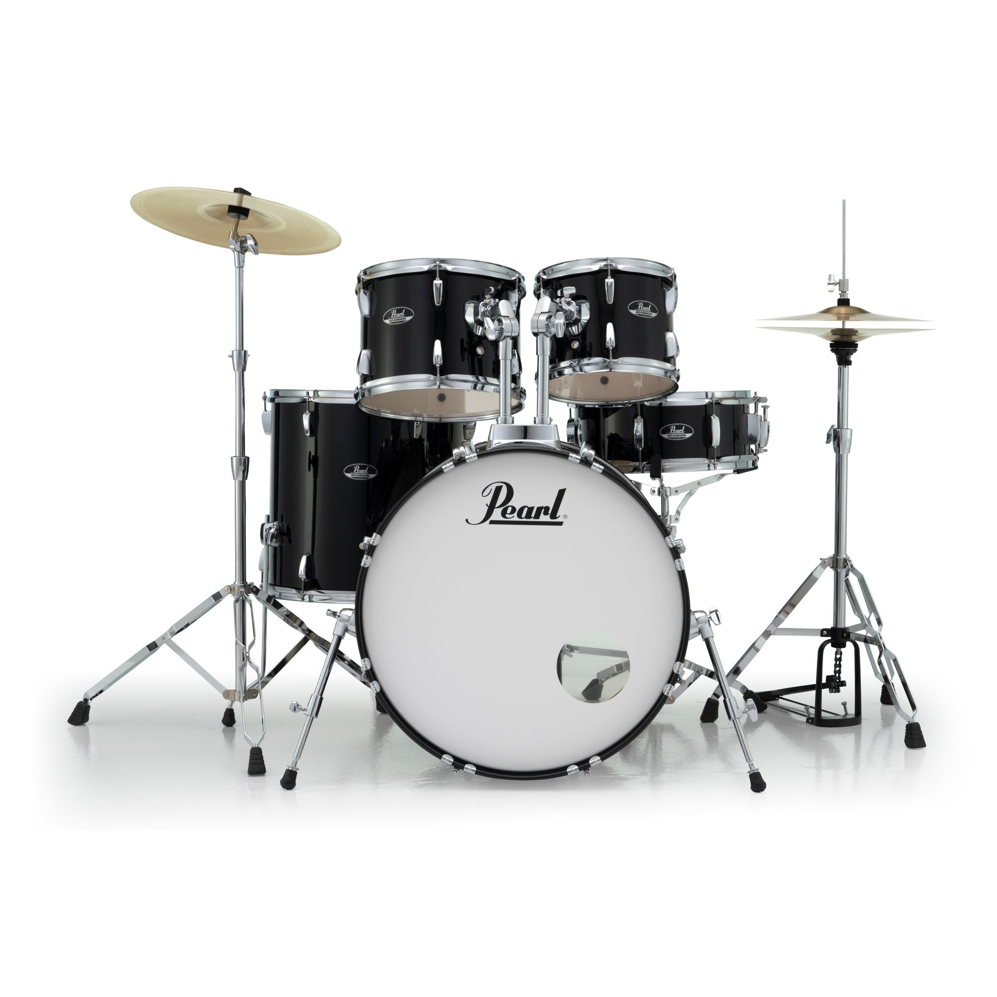 Pearl Roadshow 5-piece Drum Set with Hardware and Cymbals - 22" Bass Drum - Jet Black - Image 3