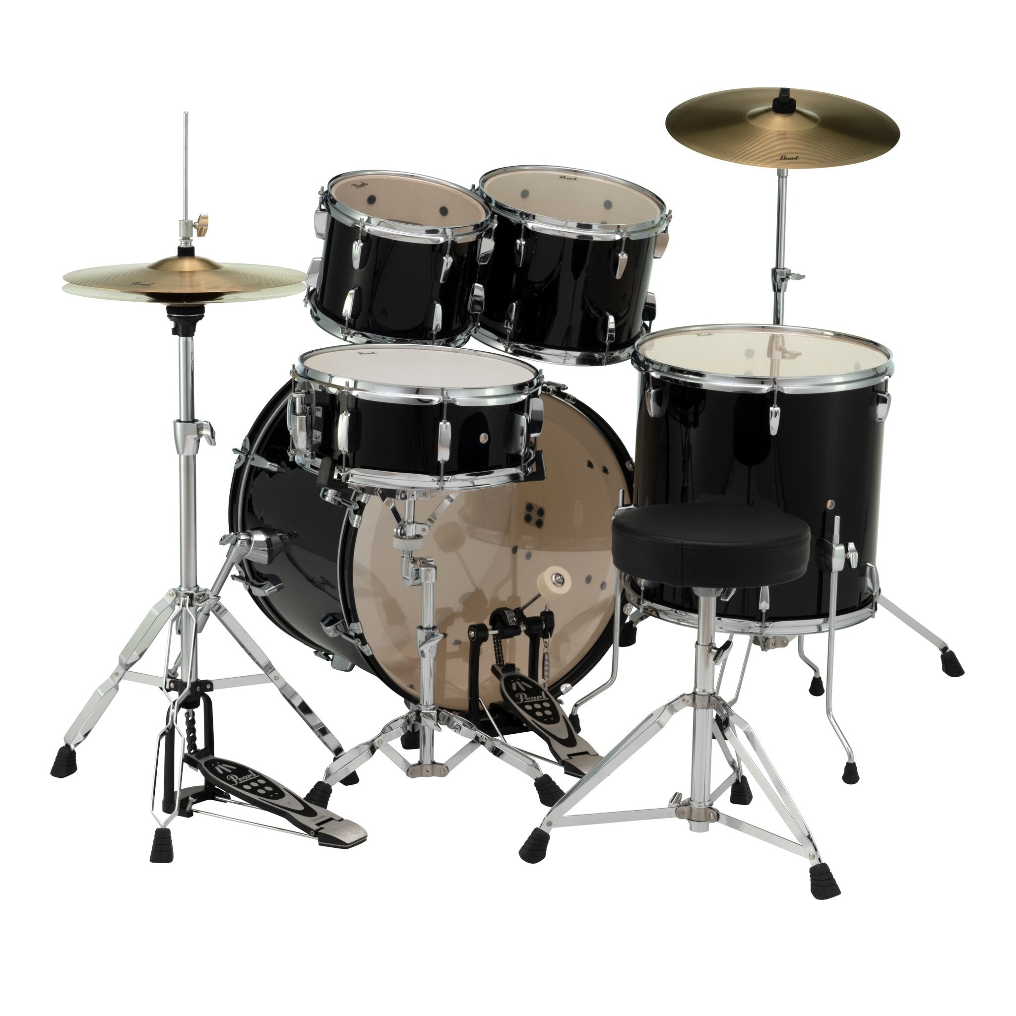 Pearl Roadshow 5-piece Drum Set with Hardware and Cymbals - 22" Bass Drum - Jet Black - Image 5