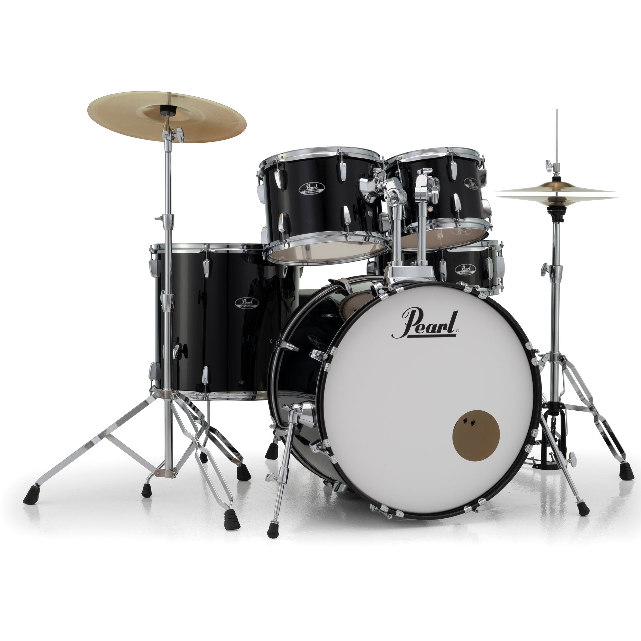 Pearl Roadshow 5-piece Drum Set with Hardware and Cymbals - 22" Bass Drum - Jet Black - Image 1