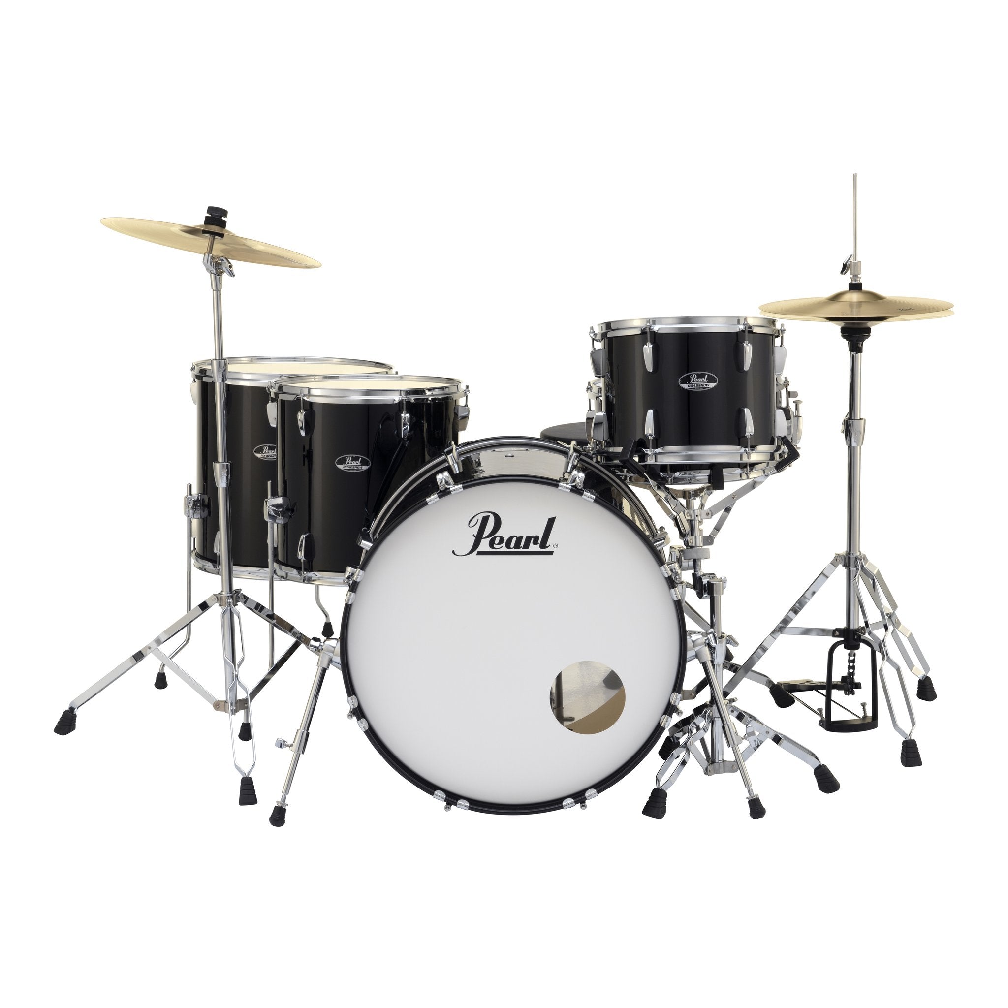 Pearl Roadshow 5-piece Rock Drum Set with Hardware and Cymbals - 22" Bass Drum - Jet Black - Image 3