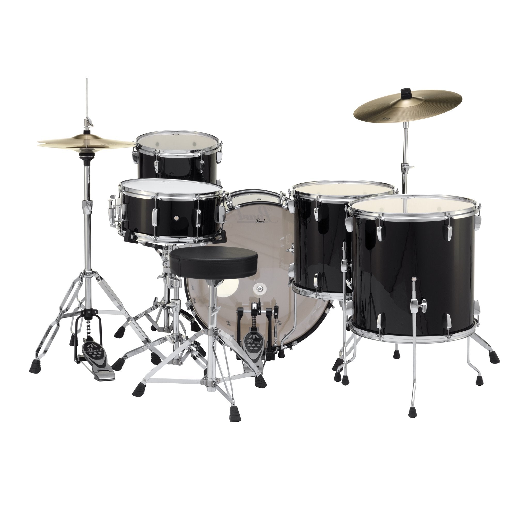 Pearl Roadshow 5-piece Rock Drum Set with Hardware and Cymbals - 22" Bass Drum - Jet Black - Image 5
