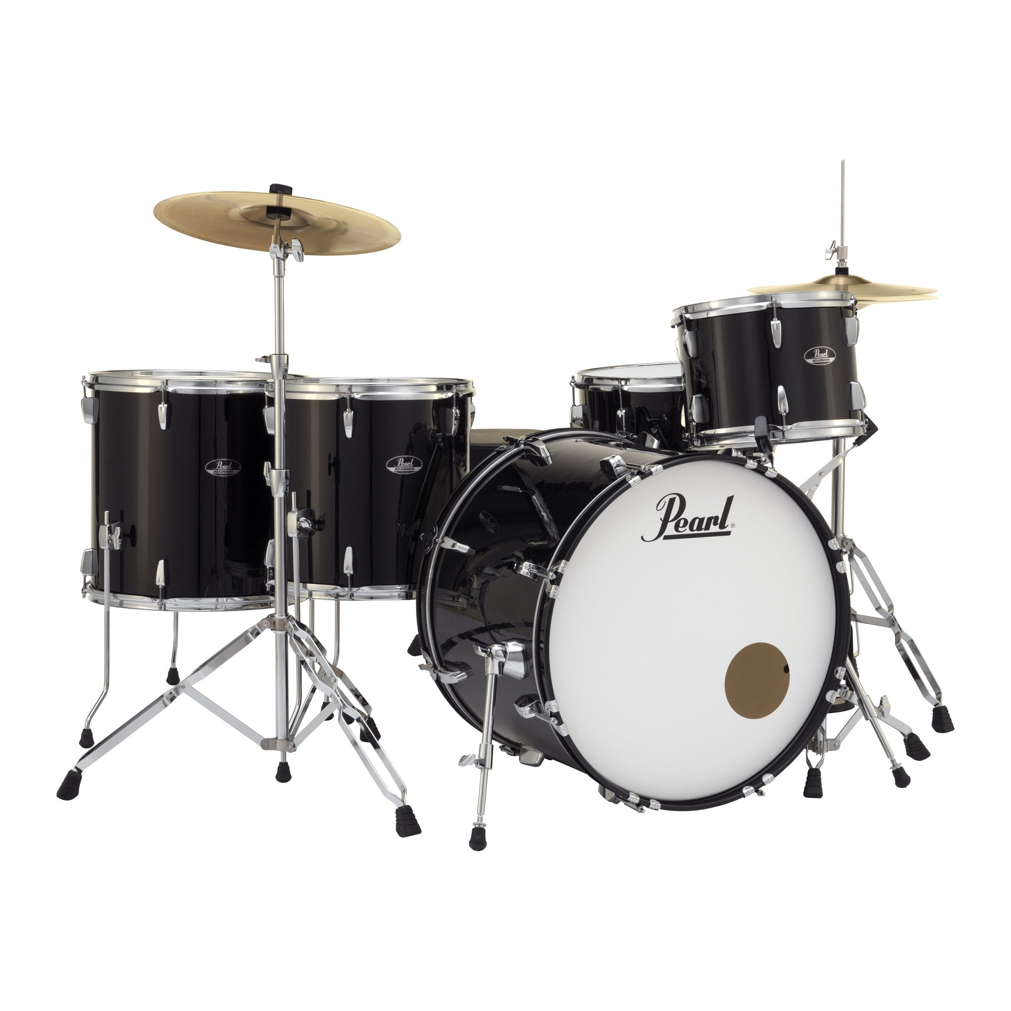 Pearl Roadshow 5-piece Rock Drum Set with Hardware and Cymbals - 22" Bass Drum - Jet Black - Image 1