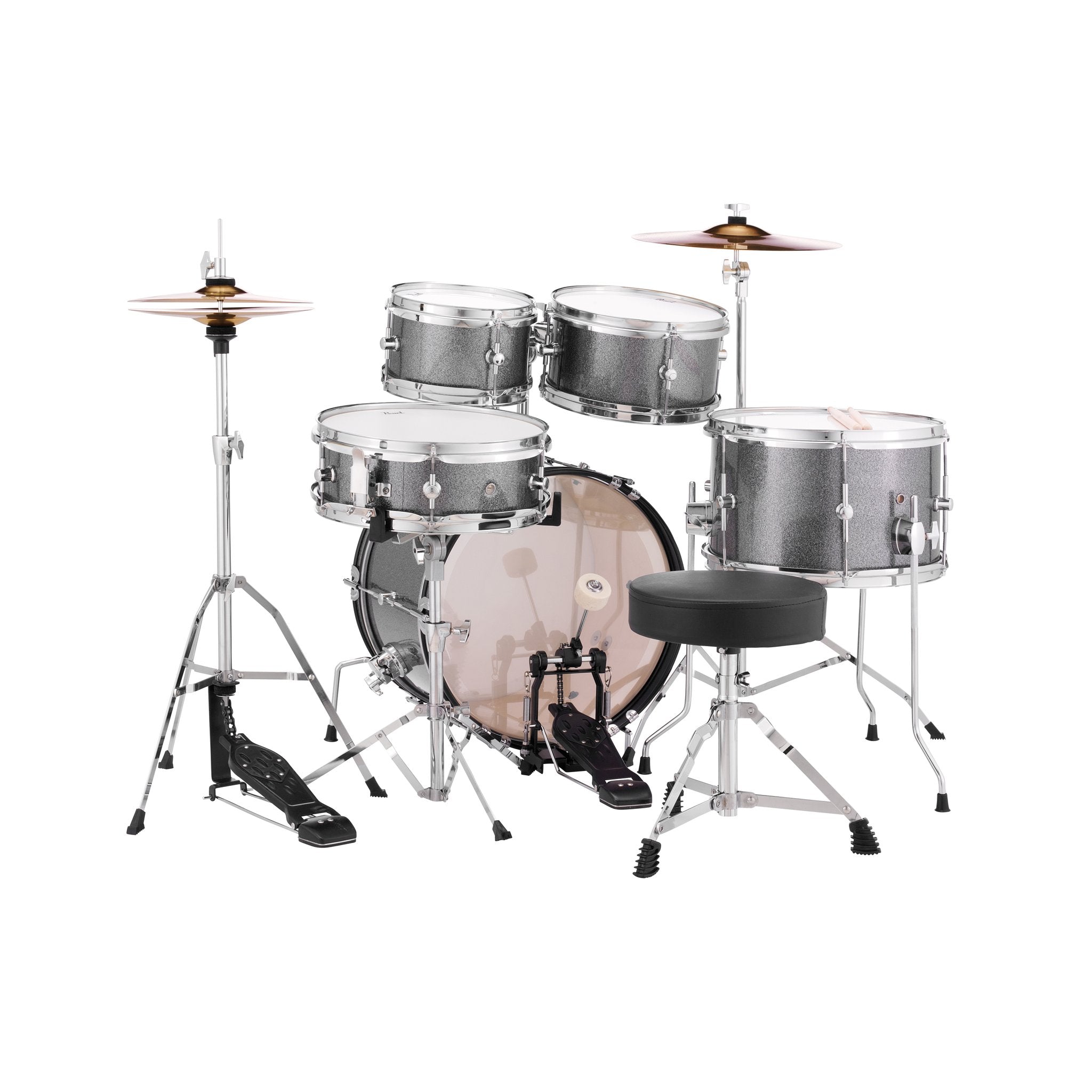 Pearl Roadshow Jr. 5-piece Drum Set with Hardware and Cymbals - 16" Bass Drum - Grindstone Sparkle - Image 4