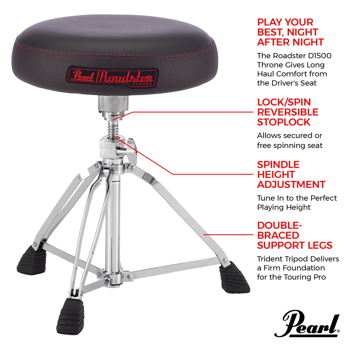 Pearl Roadster Multi-Core Round Drum Throne (D1500) - Image 6