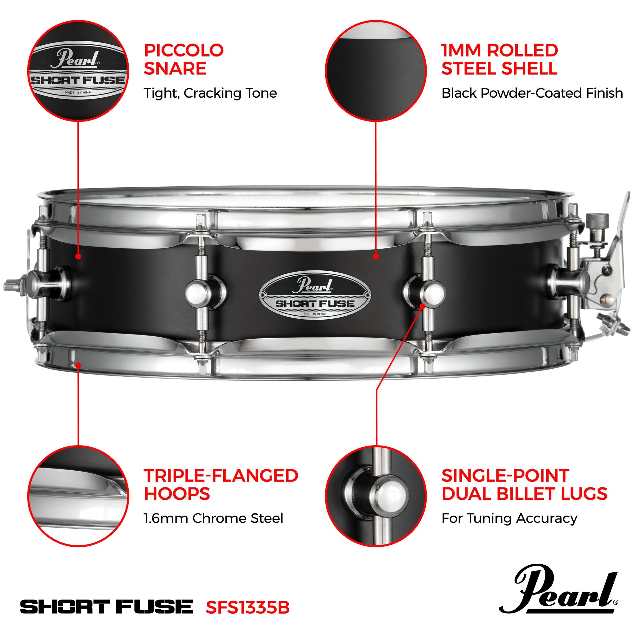 pearl-13x3.5-short-fuse-steel-piccolo-snare-drum-details