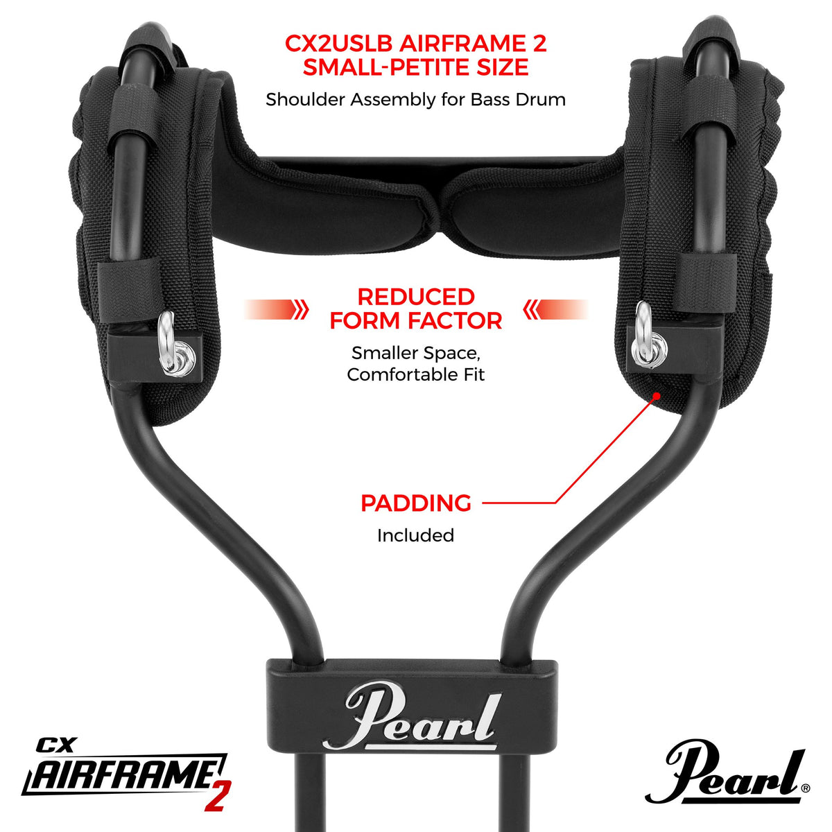 Pearl Small-Petite Size Shoulder Assembly for CX2 Bass Drum Carrier - Image 8