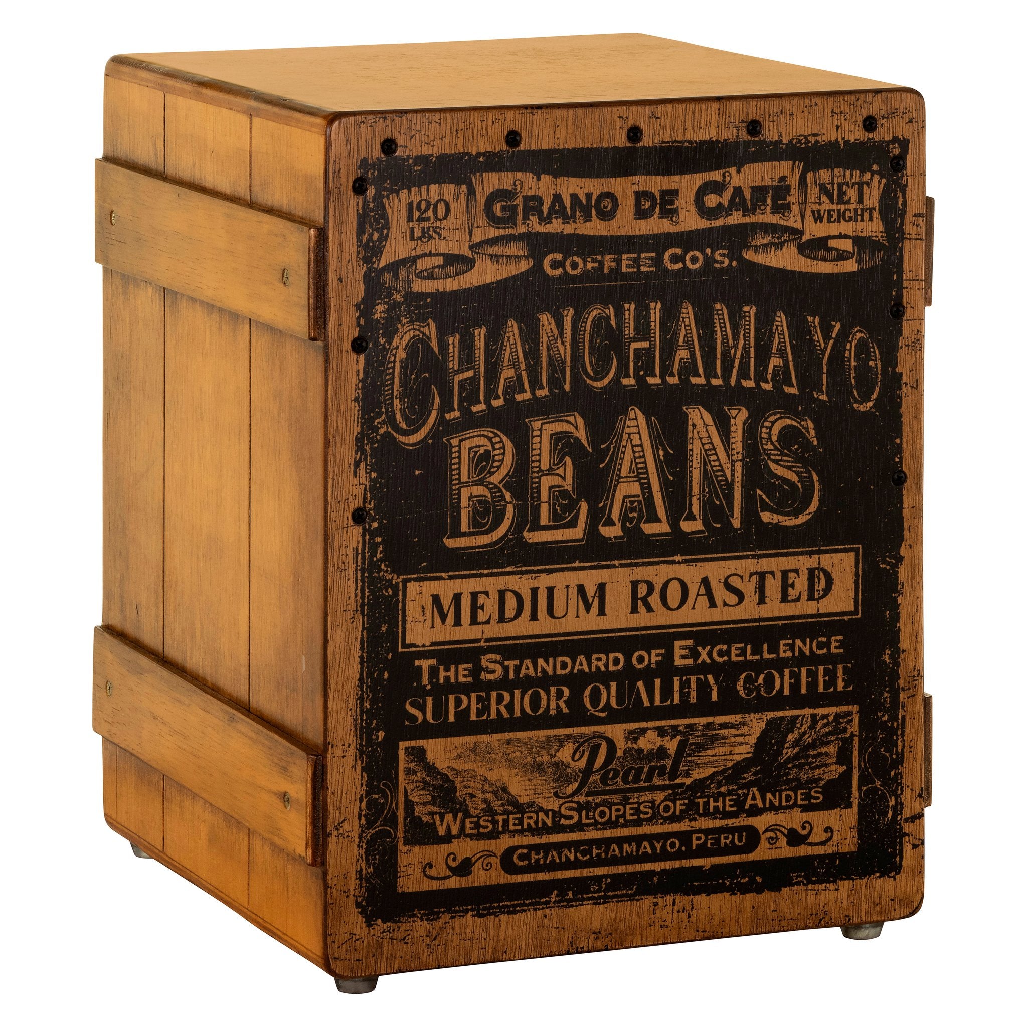 Pearl Vintage Style Crate Cajon - Coffee Graphic Finish - Image 2