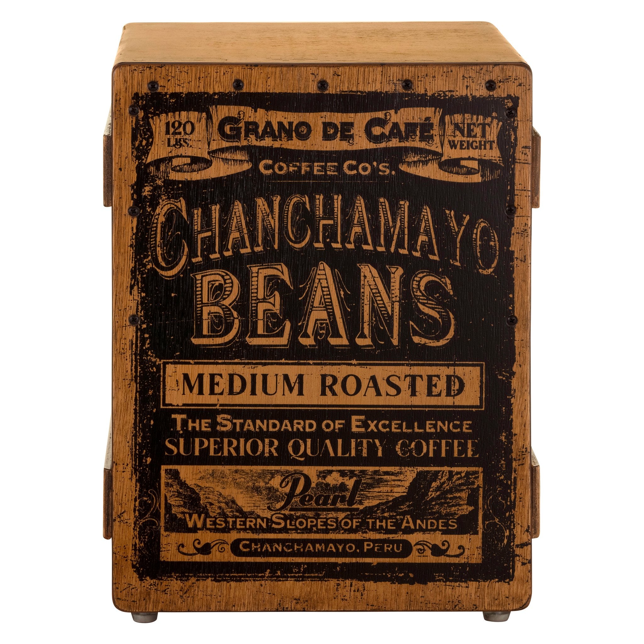Pearl Vintage Style Crate Cajon - Coffee Graphic Finish - Image 3