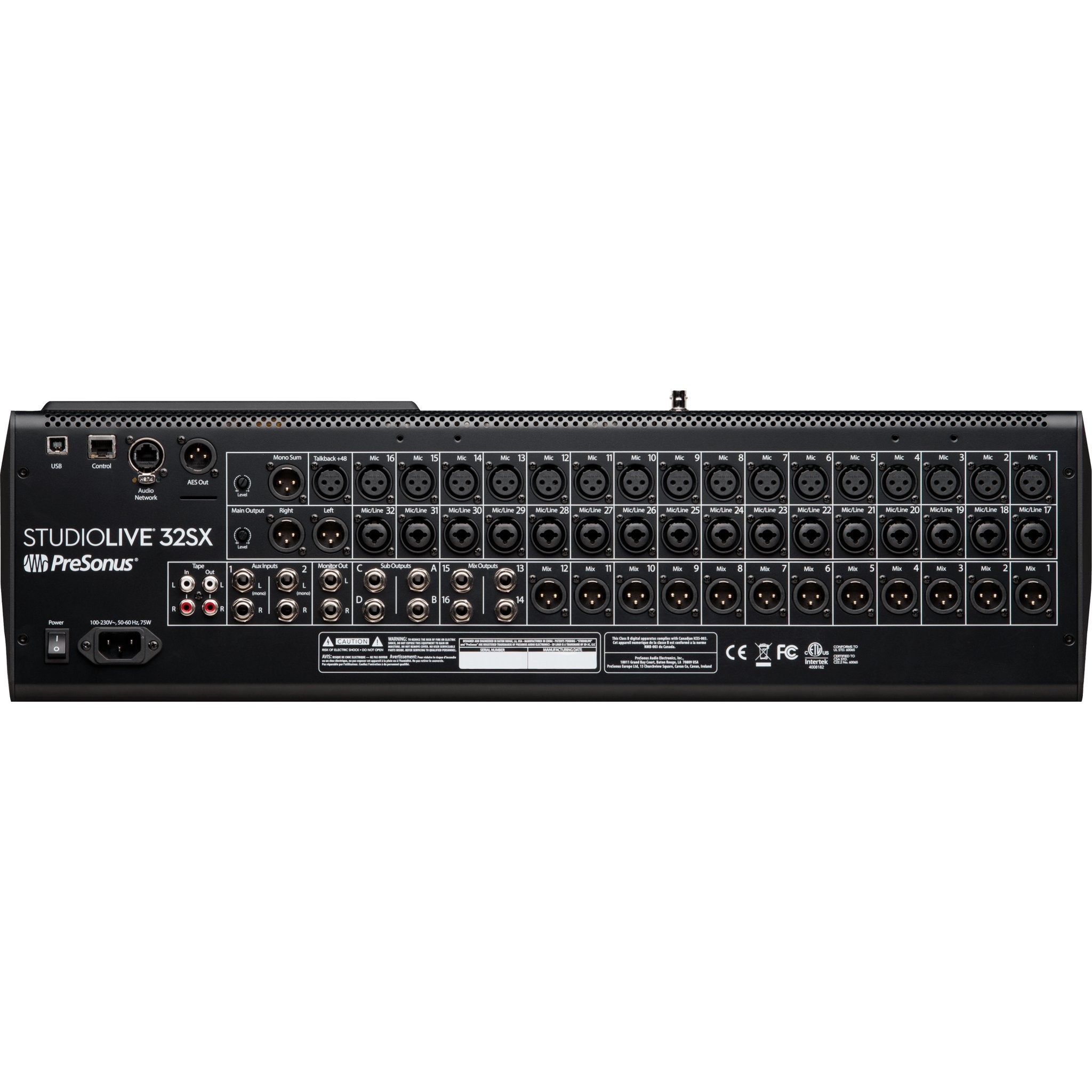 Presonus StudioLive 32SX Digital Mixer Rear Panel