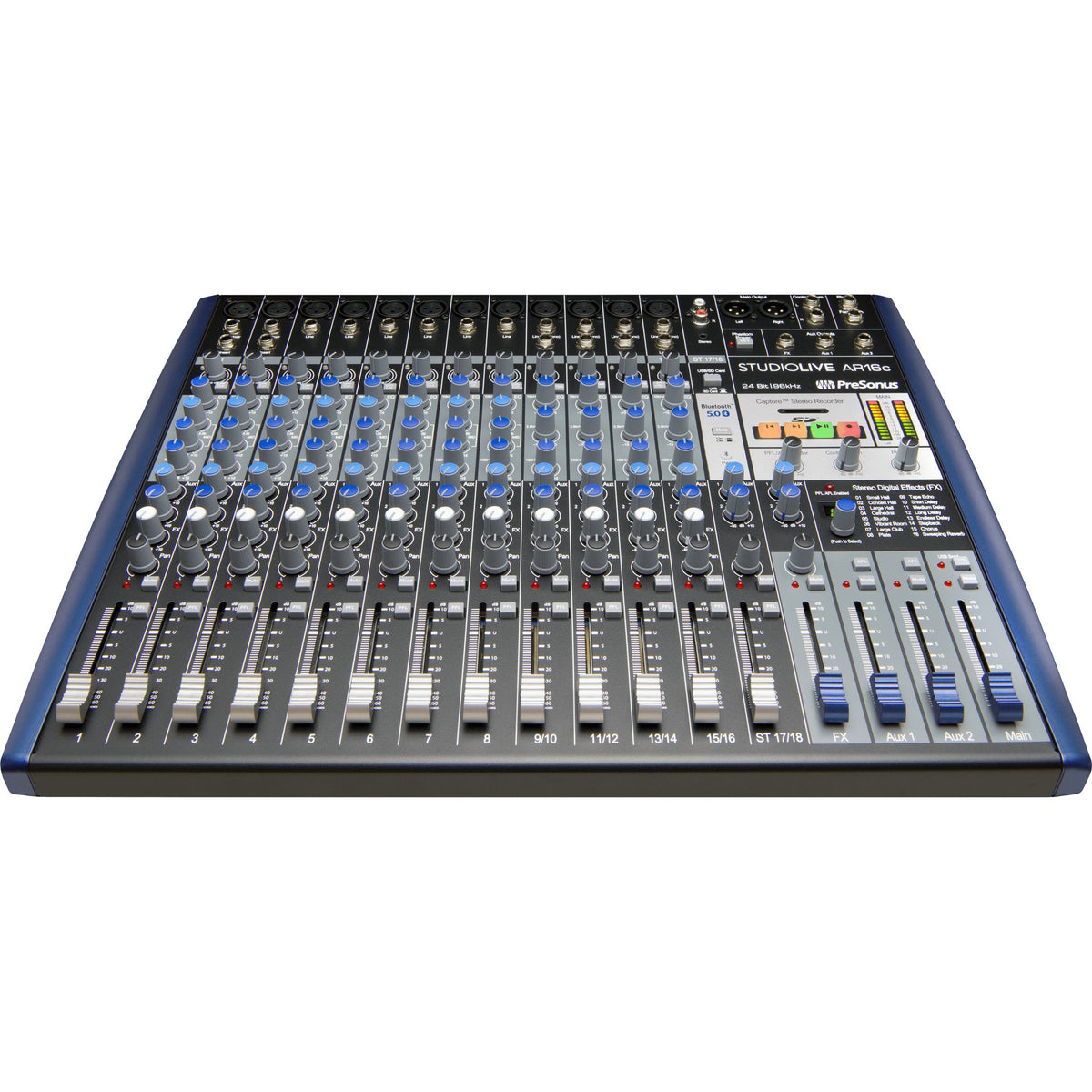 Front angled view of Presonus StudioLive AR16C Analog Mixer