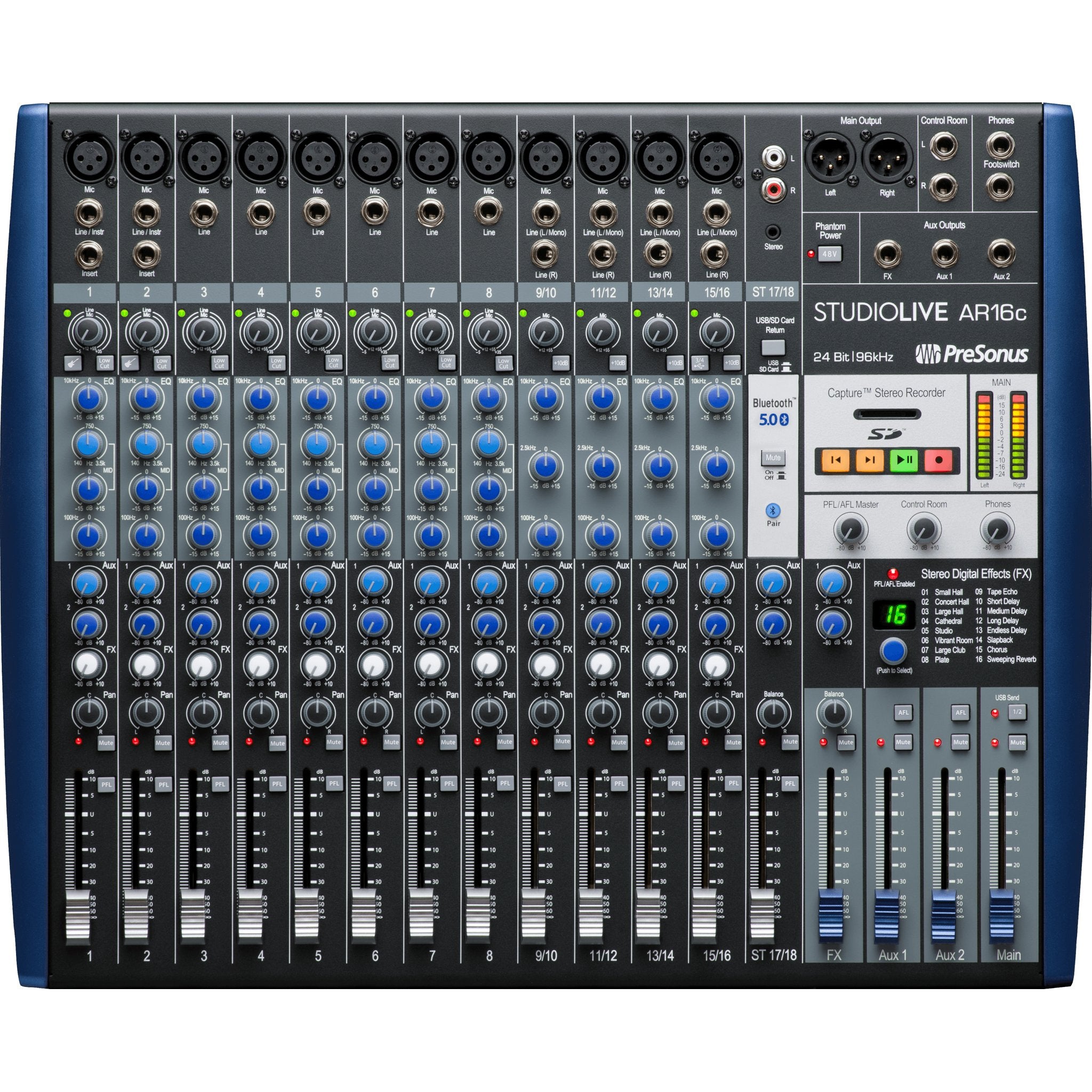 Top view of Presonus StudioLive AR16C Analog Mixer