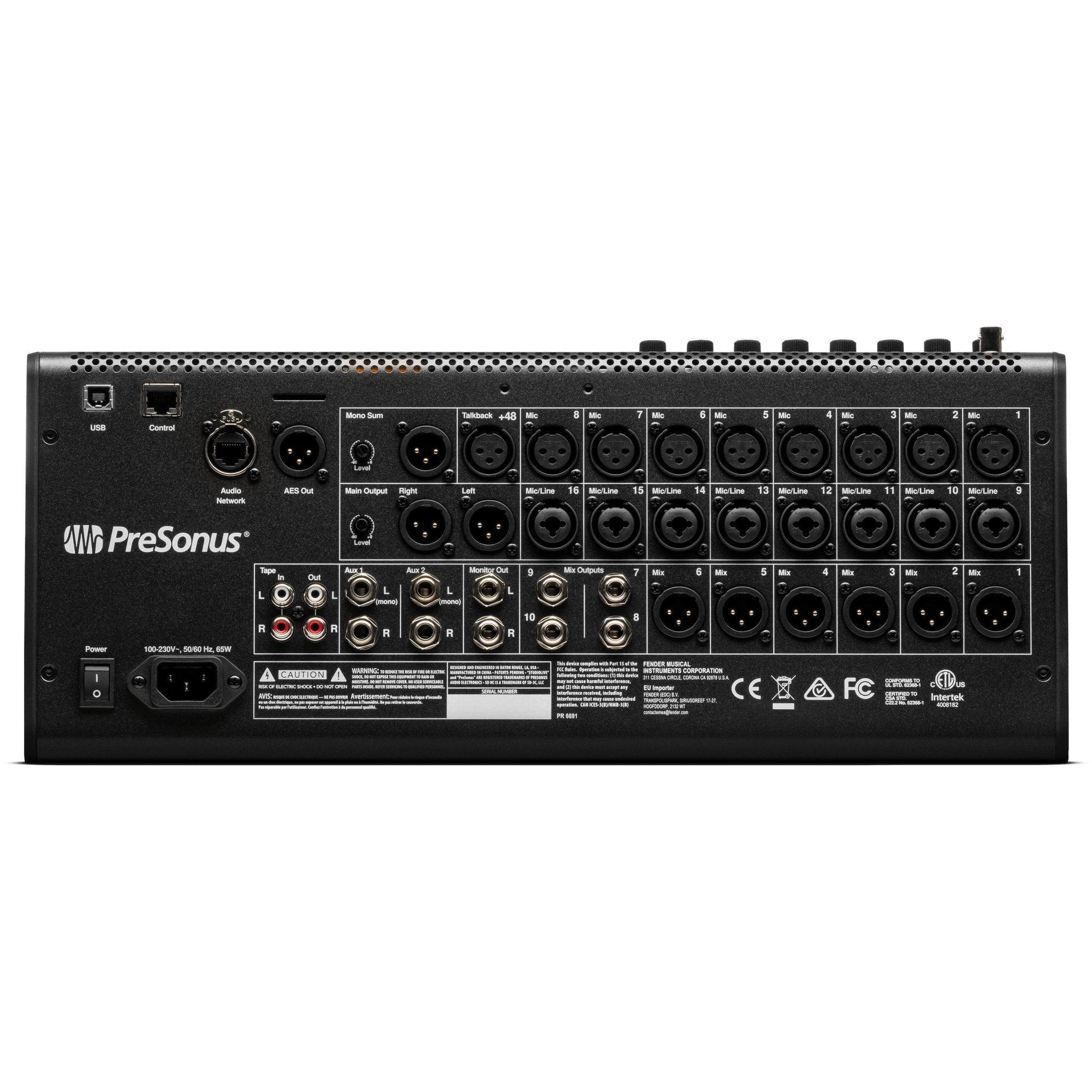Presonus StudioLive SE16 Digital Console Mixer Rear Panel