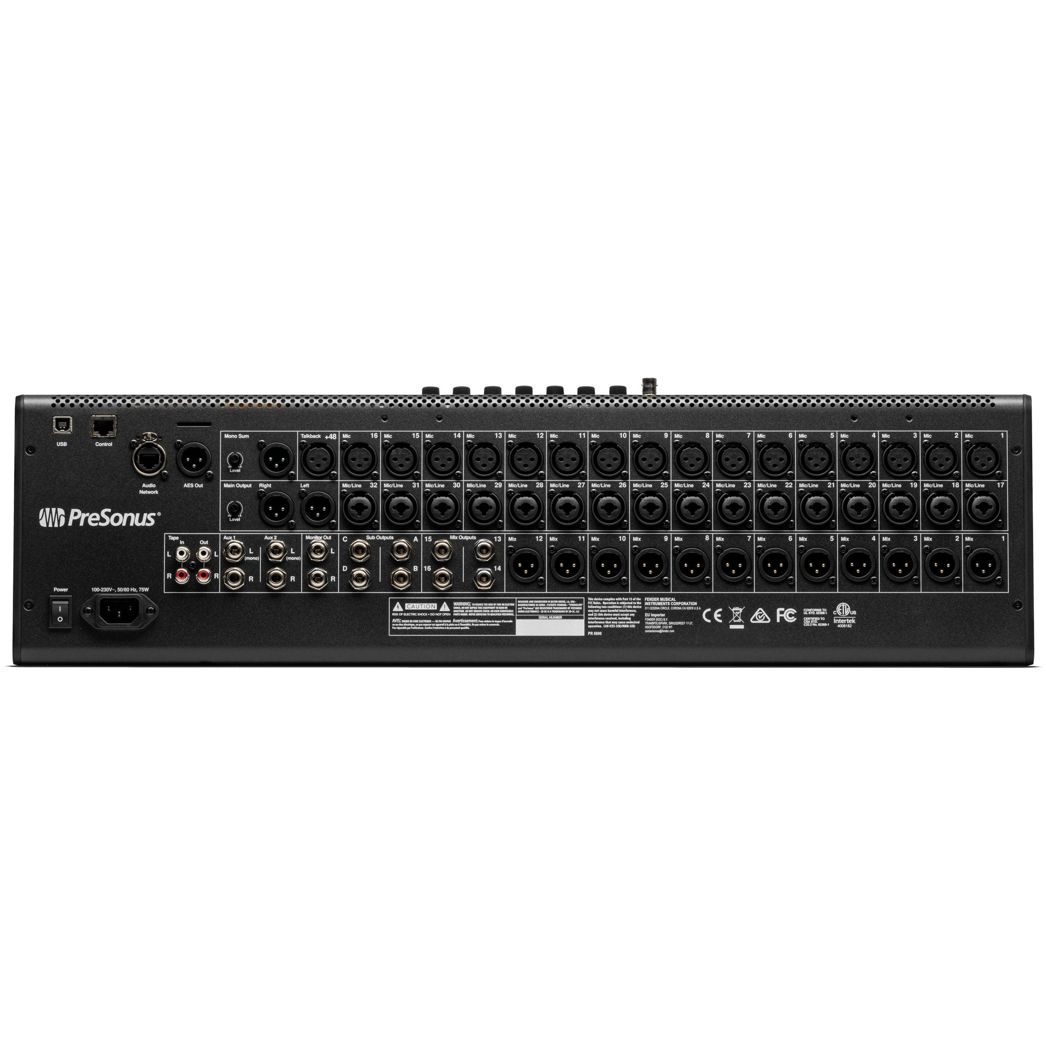 Presonus StudioLive SE24 Digital Mixer Rear Panel