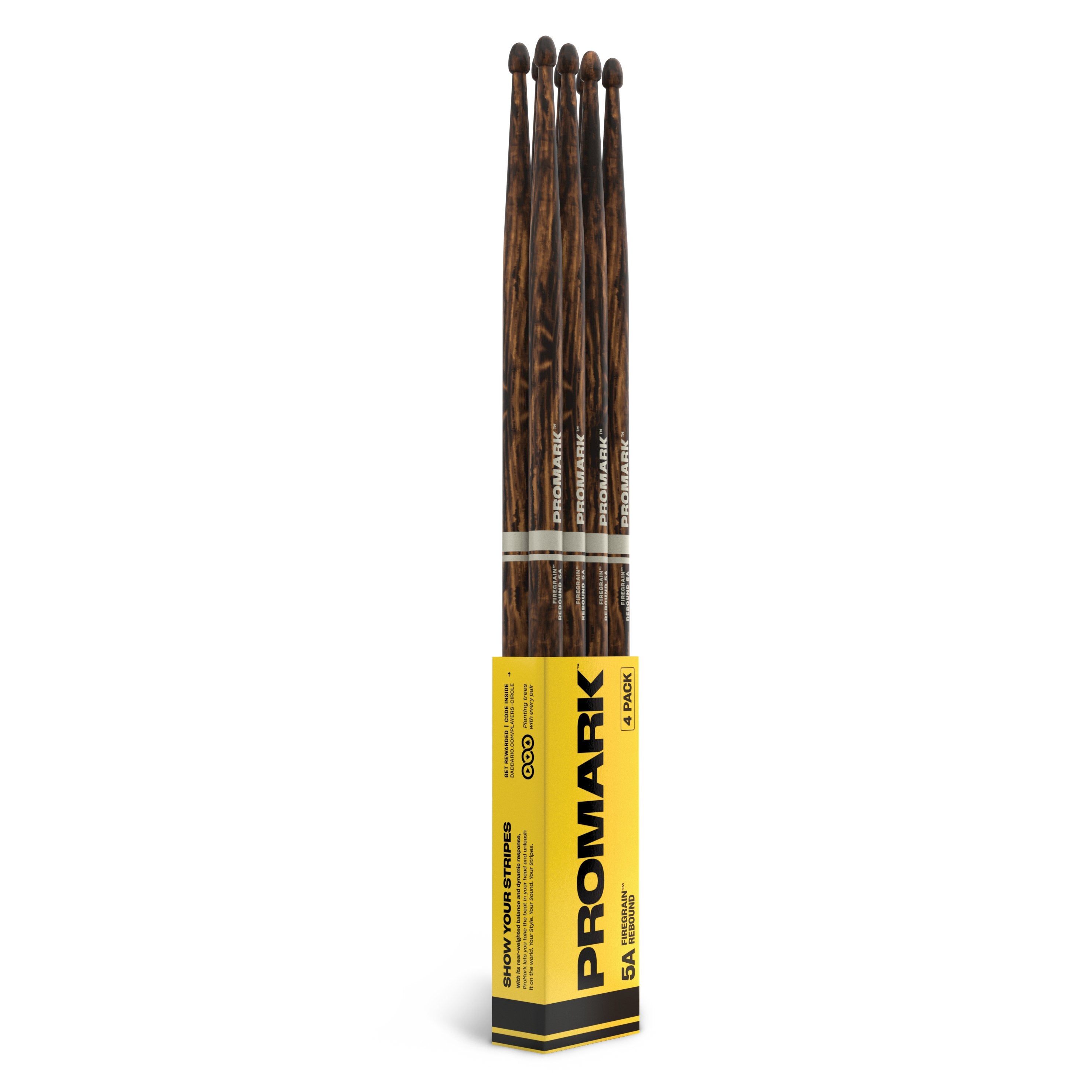 Promark FireGrain Rebound 5A Drumsticks - 4 pack - Image 1