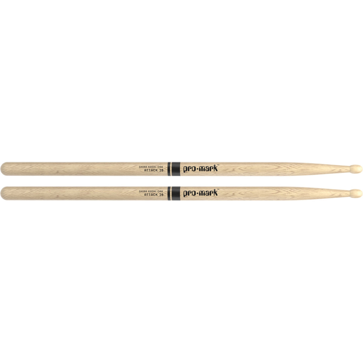 Promark PW2BW Classic Attack Shira Kashi Oak 2B Wood Tip Drumsticks Pair
