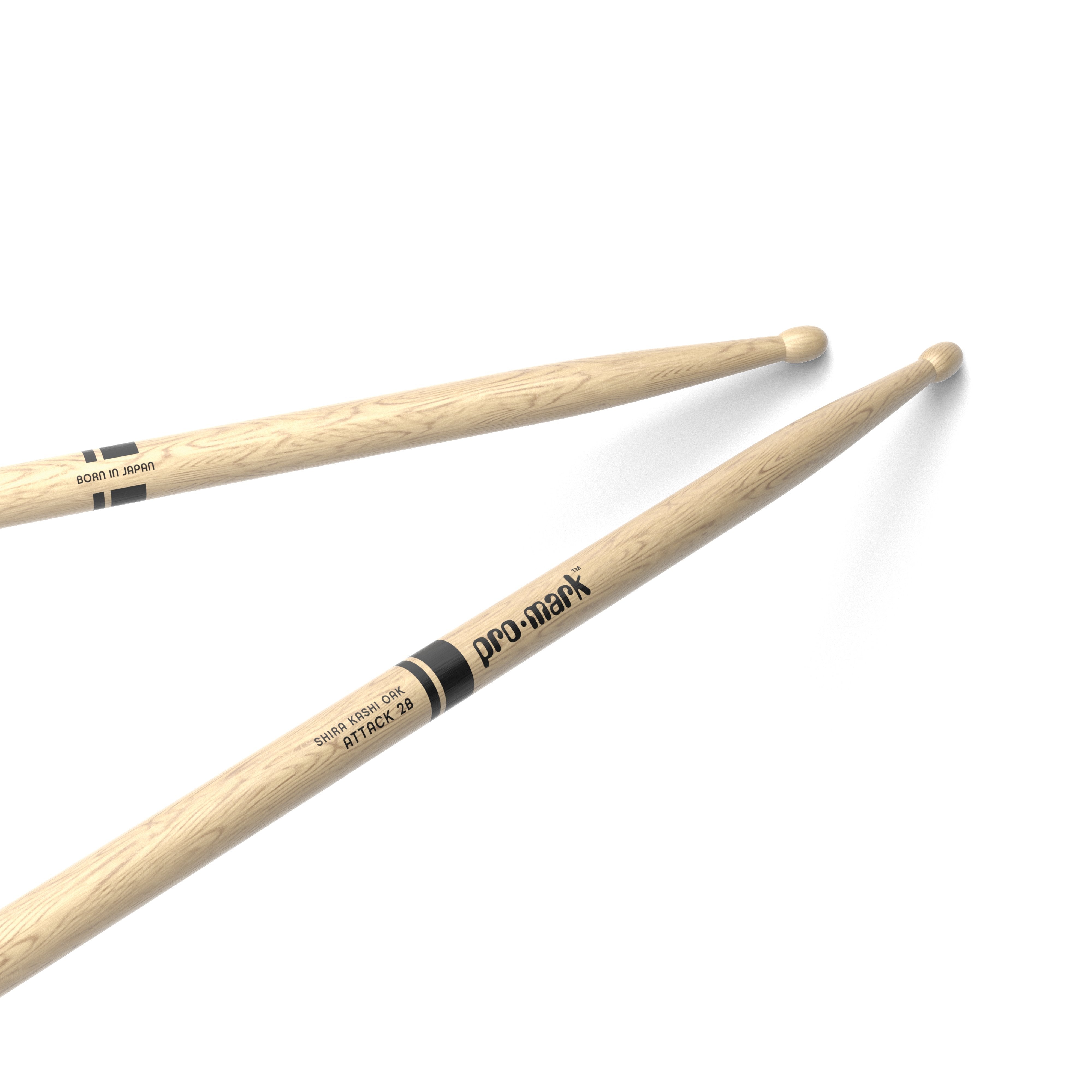Promark PW2BW Classic Attack Shira Kashi Oak 2B Wood Tip Drumsticks - Image 1