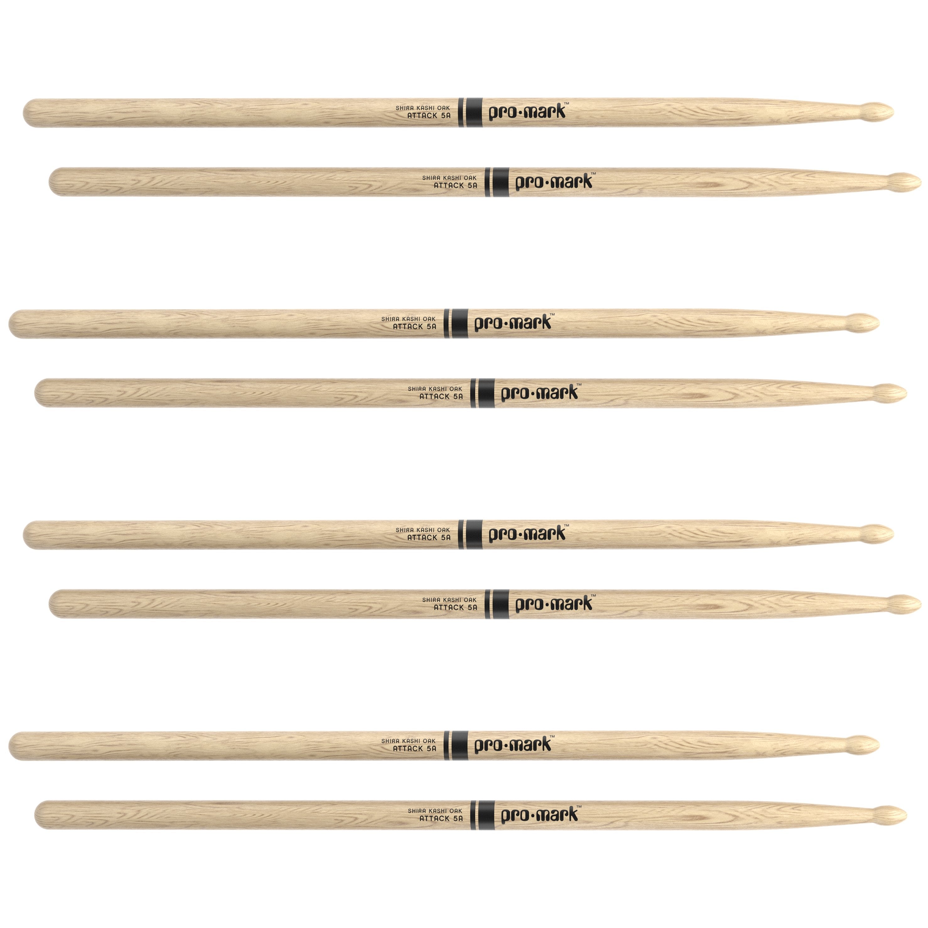 Promark PW5AW Japanese Oak 5A Wood Tip Drumsticks - 4 Pack - Image 2