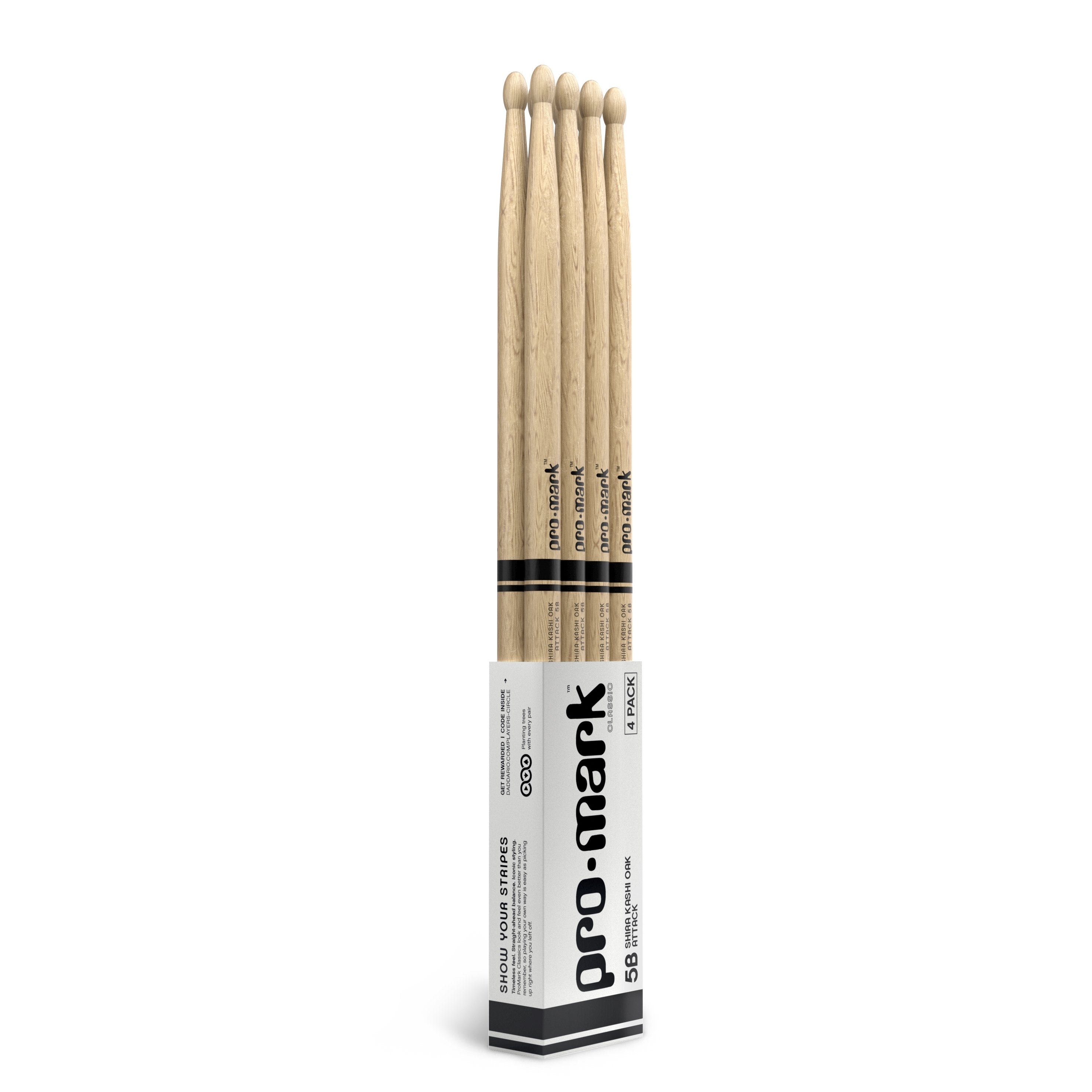 Promark PW5BW Japanese Oak 5B Wood Tip Drumsticks - 4 Pack - Image 1
