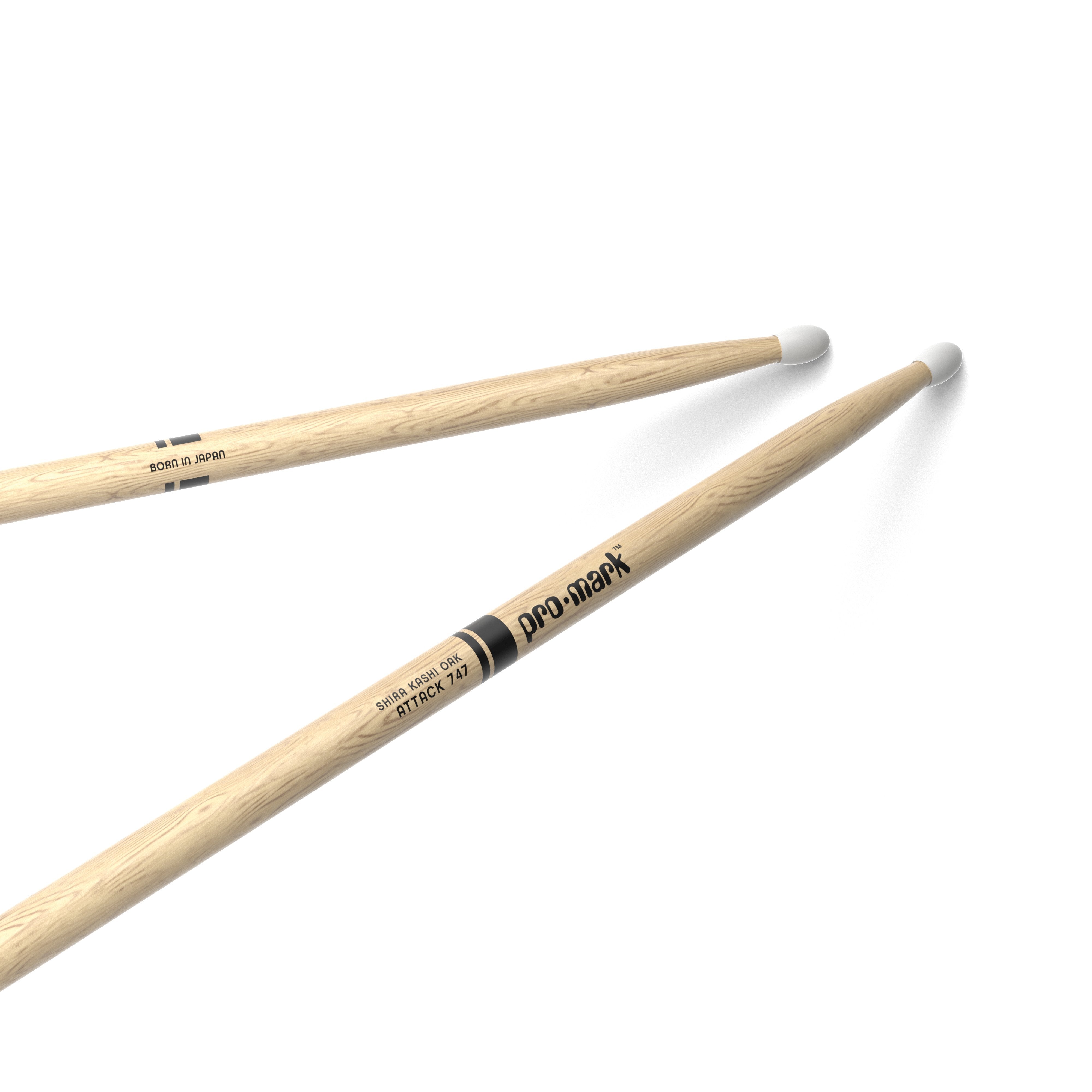 Promark PW747N Classic Attack Shira Kashi Nylon Tip Drumsticks - Image 1