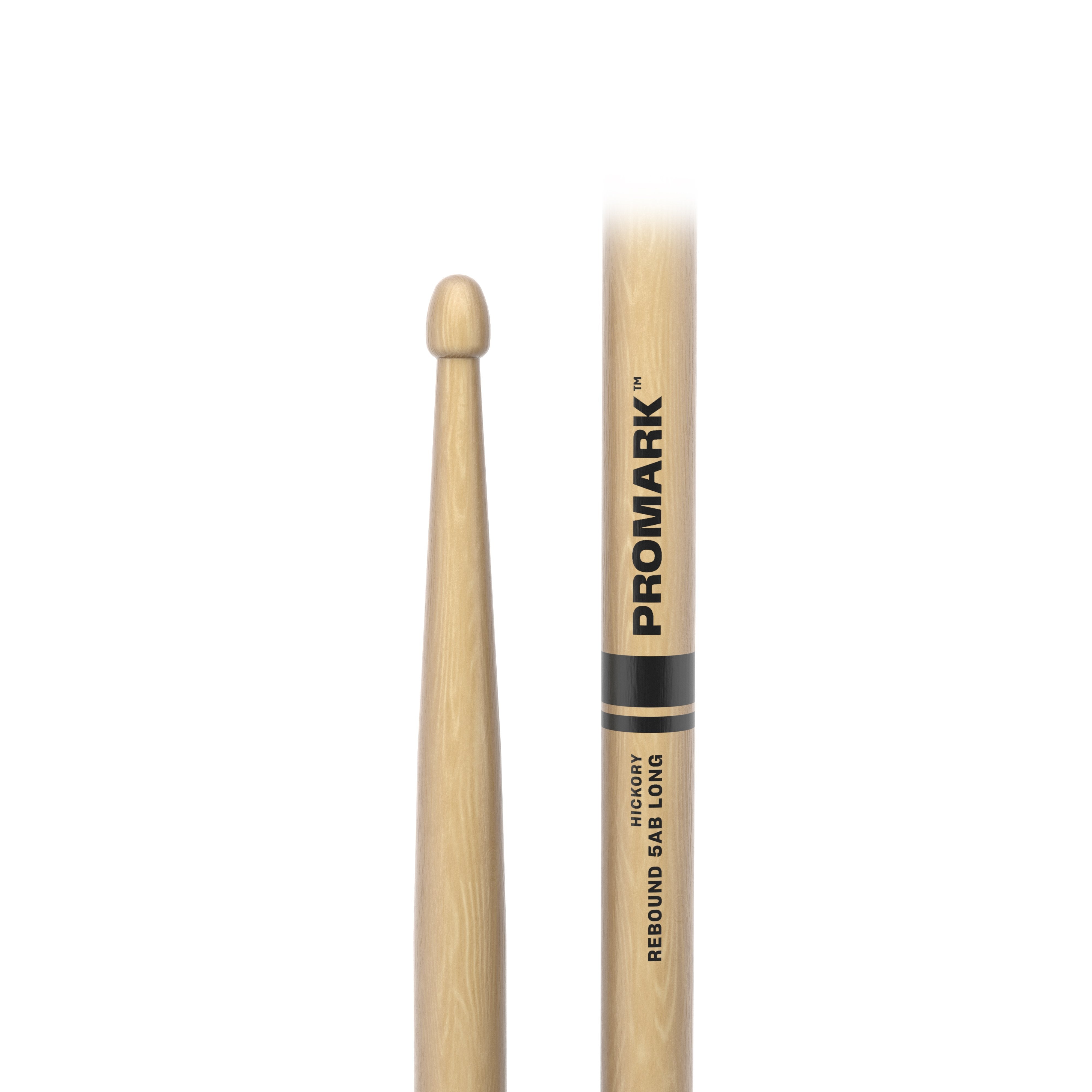 Promark Rebound 5AB Long Hickory Drumsticks - Acorn Wood Tip - Image 5